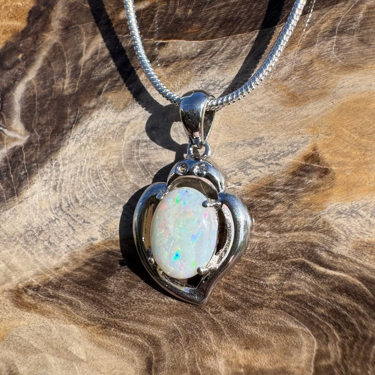 1ct Coober Pedy Opal Pendant Necklace ~ 'Corryong Glow' | 925 Sterling Silver | Solid Australian Opal