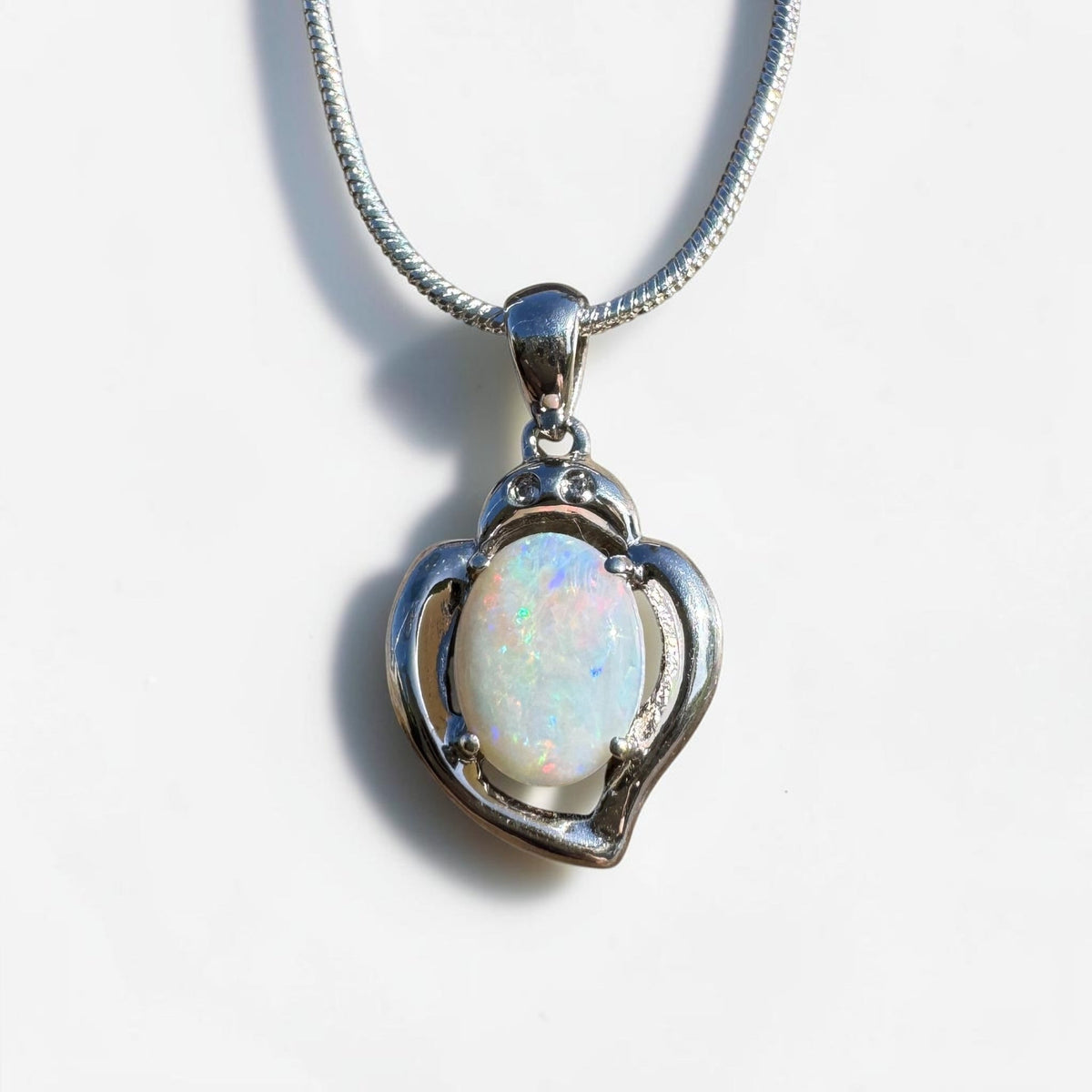 1ct Coober Pedy Opal Pendant Necklace ~ 'Corryong Glow' | 925 Sterling Silver | Solid Australian Opal