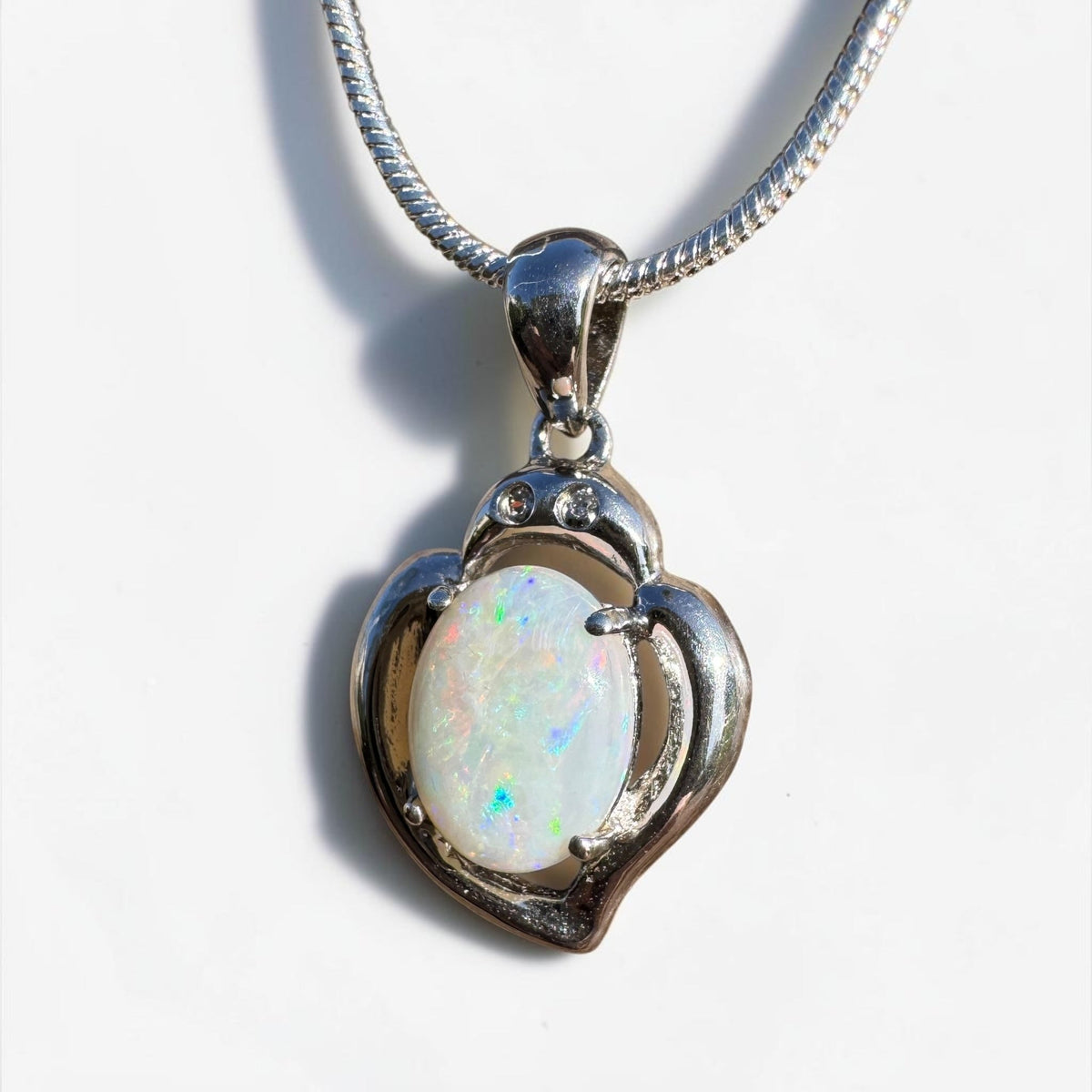 1ct Coober Pedy Opal Pendant Necklace ~ 'Corryong Glow' | 925 Sterling Silver | Solid Australian Opal