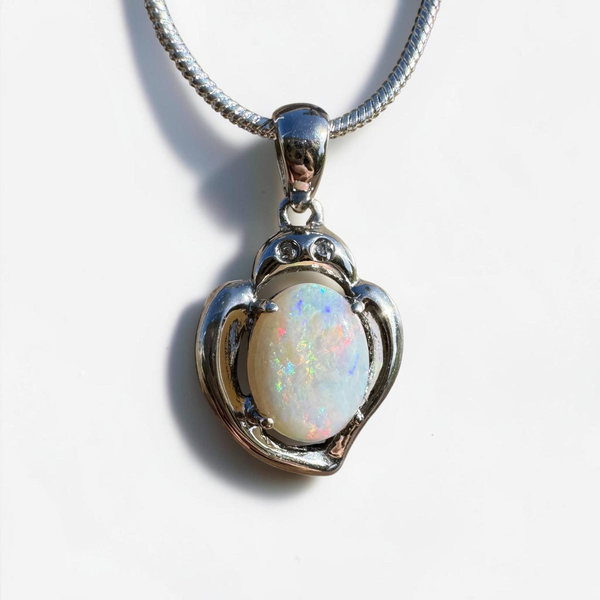 1ct Coober Pedy Opal Pendant Necklace ~ 'Corryong Glow' | 925 Sterling Silver | Solid Australian Opal