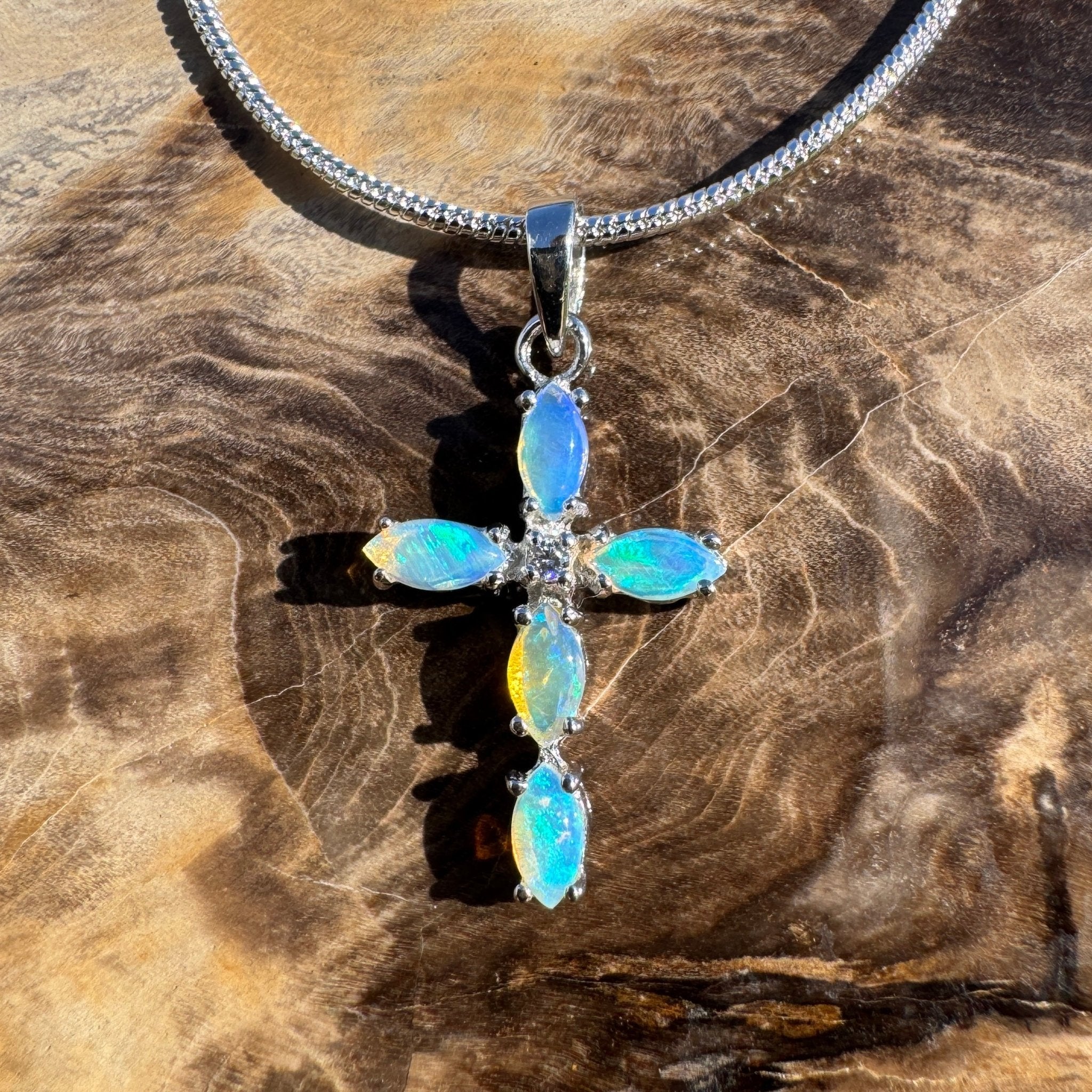 1ct Coober Pedy Opal Pendant Necklace ~ 'Daintree Divine' | 925 Sterling Silver | Solid Australian Opal