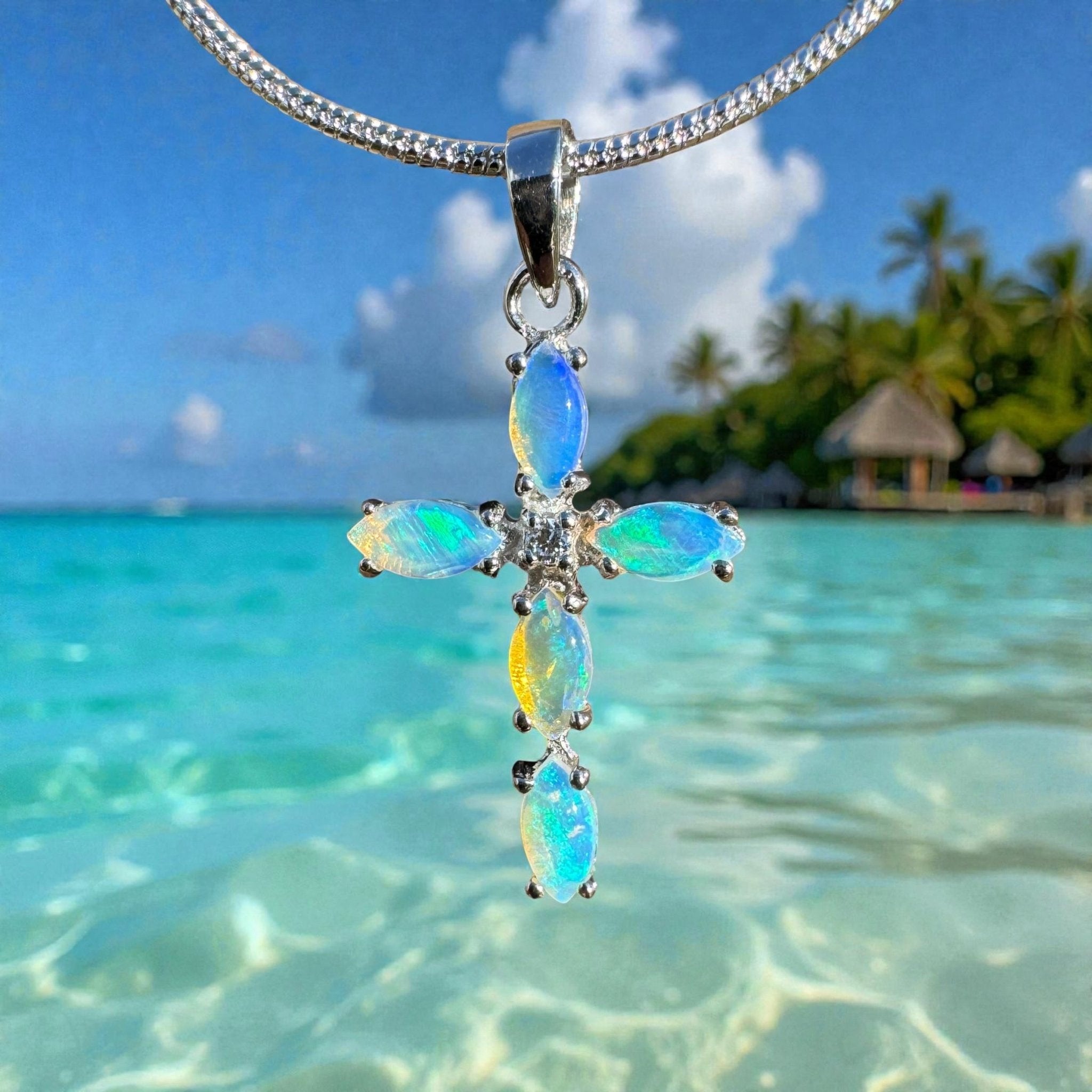 1ct Coober Pedy Opal Pendant Necklace ~ 'Daintree Divine' | 925 Sterling Silver | Solid Australian Opal