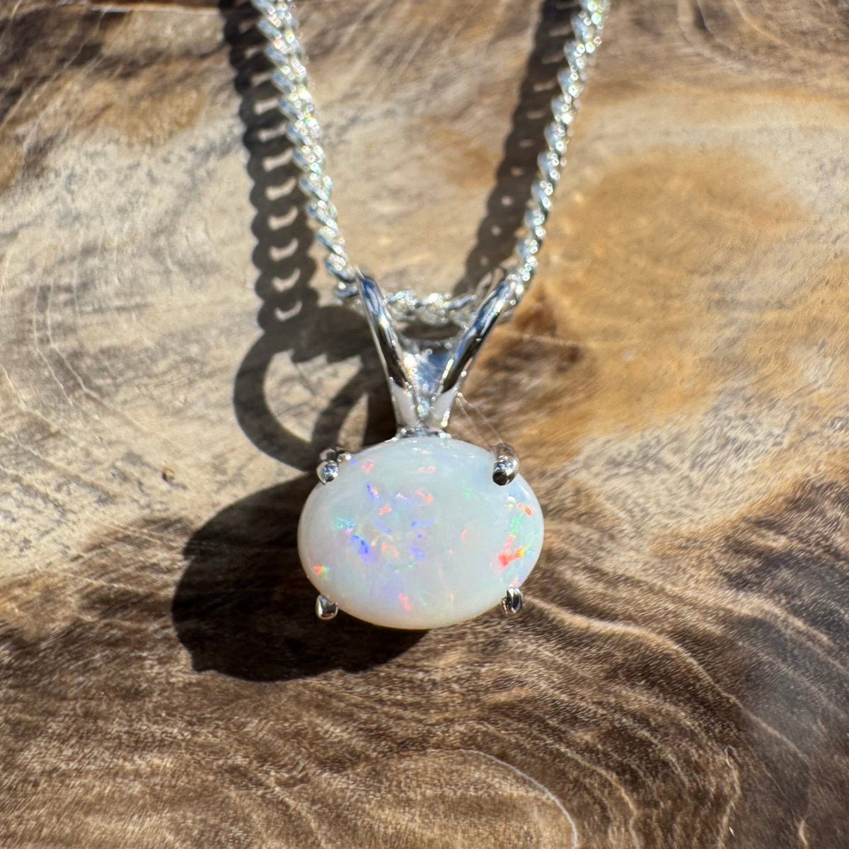 1ct Coober Pedy Opal Pendant Necklace ~ 'Dove Lake Mirror' | 925 Sterling Silver | Solid Australian Opal