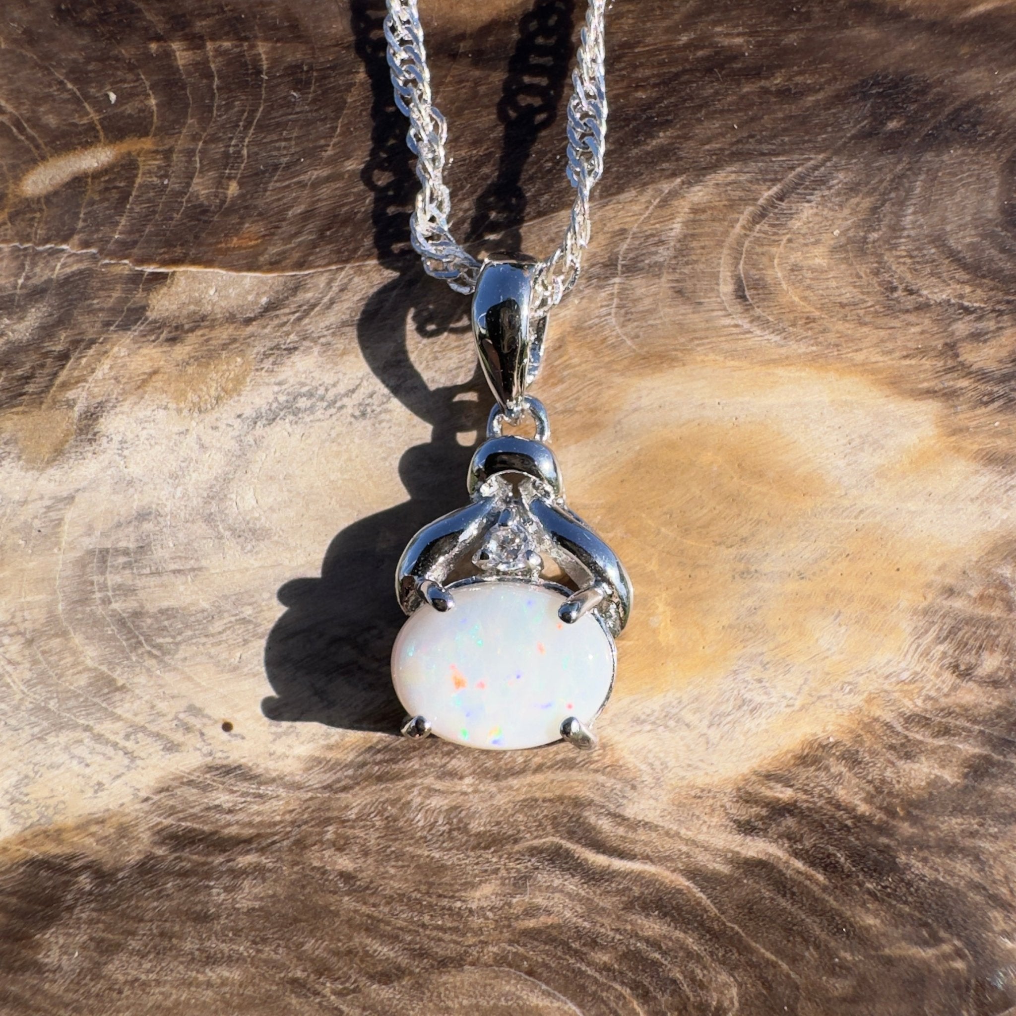 1ct Coober Pedy Opal Pendant Necklace ~ 'Eyre Expanse' | 925 Sterling Silver | Solid Australian Opal