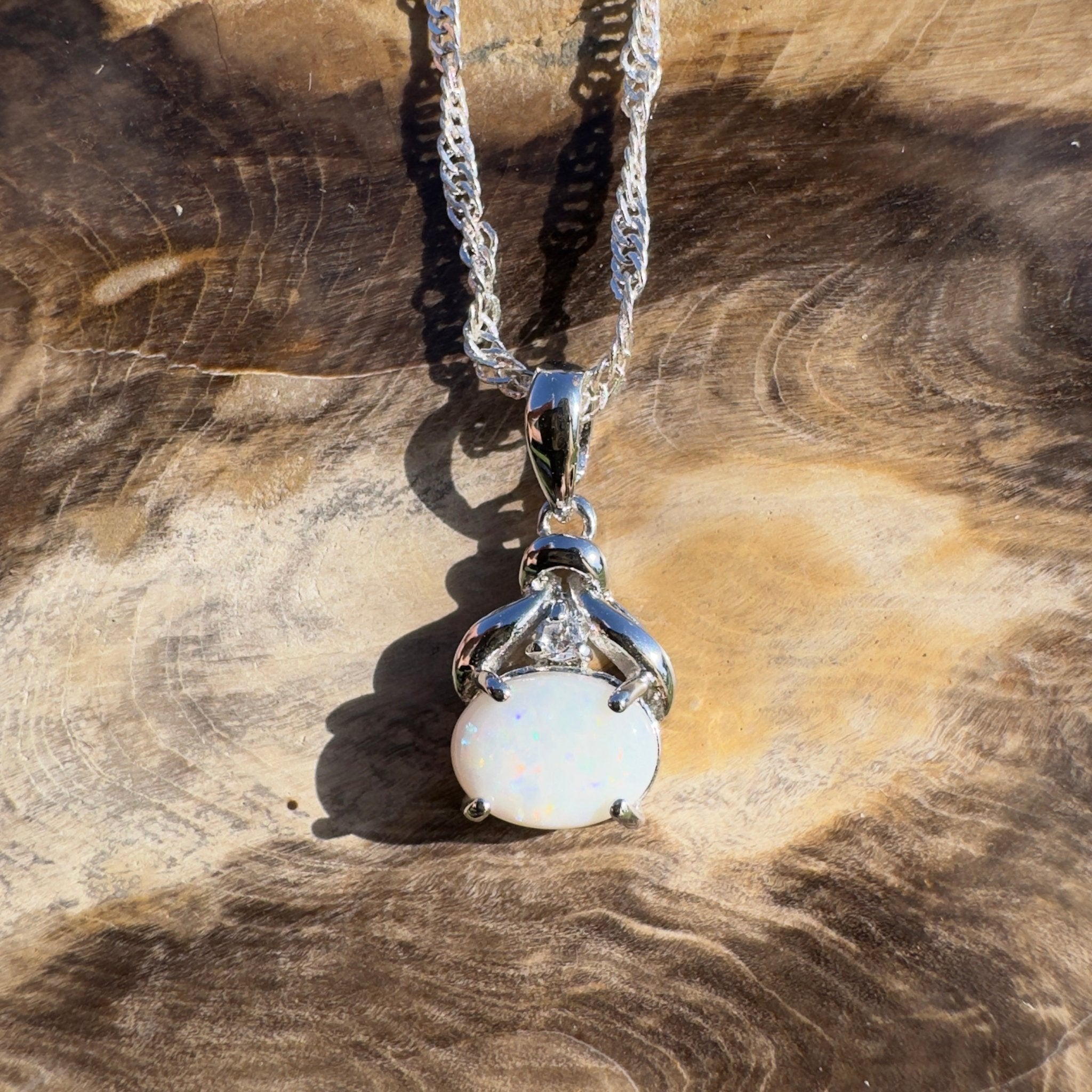1ct Coober Pedy Opal Pendant Necklace ~ 'Eyre Expanse' | 925 Sterling Silver | Solid Australian Opal