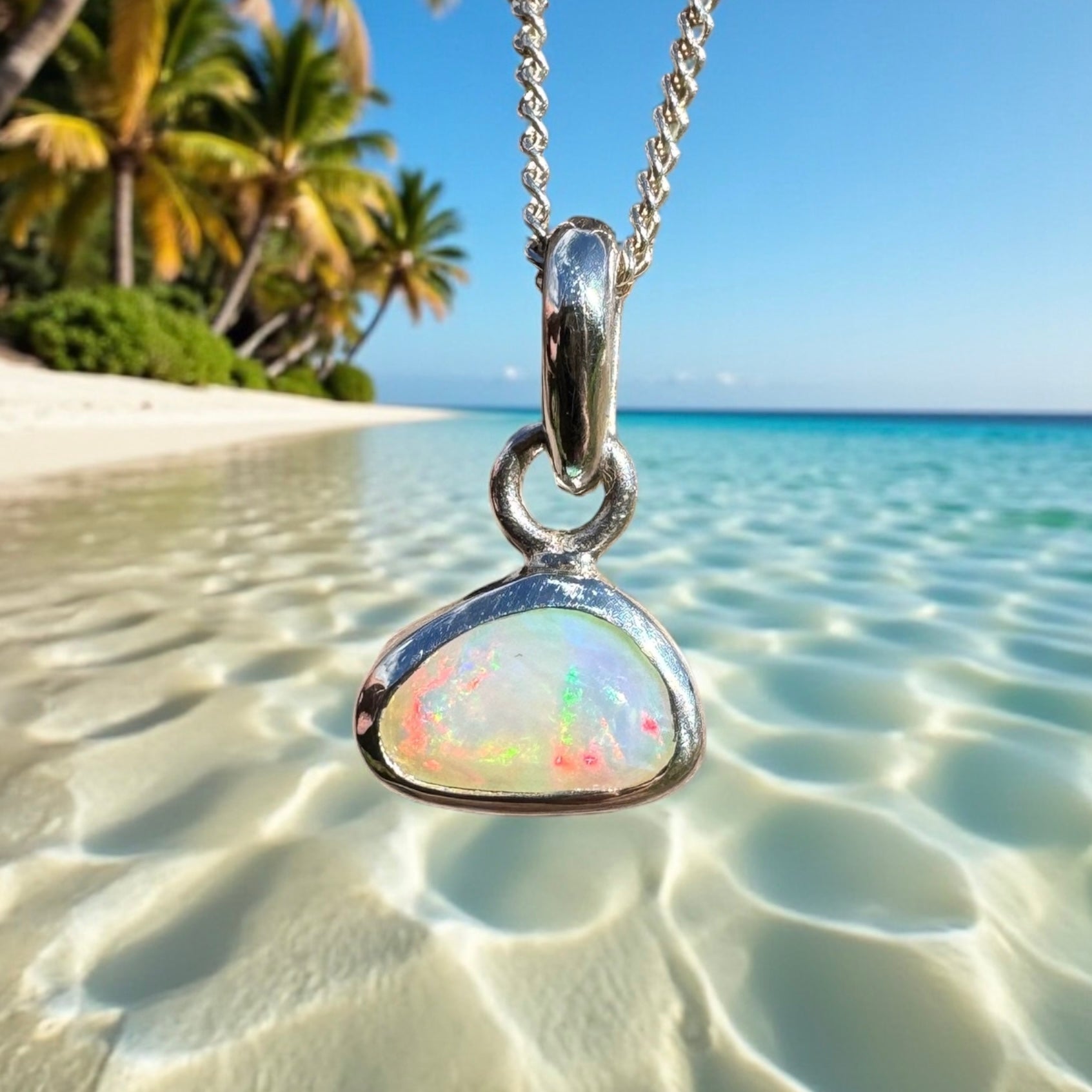 1ct Coober Pedy Opal Pendant Necklace ~ 'Nautilus Nebula' | 925 Sterling Silver | Solid Australian Opal