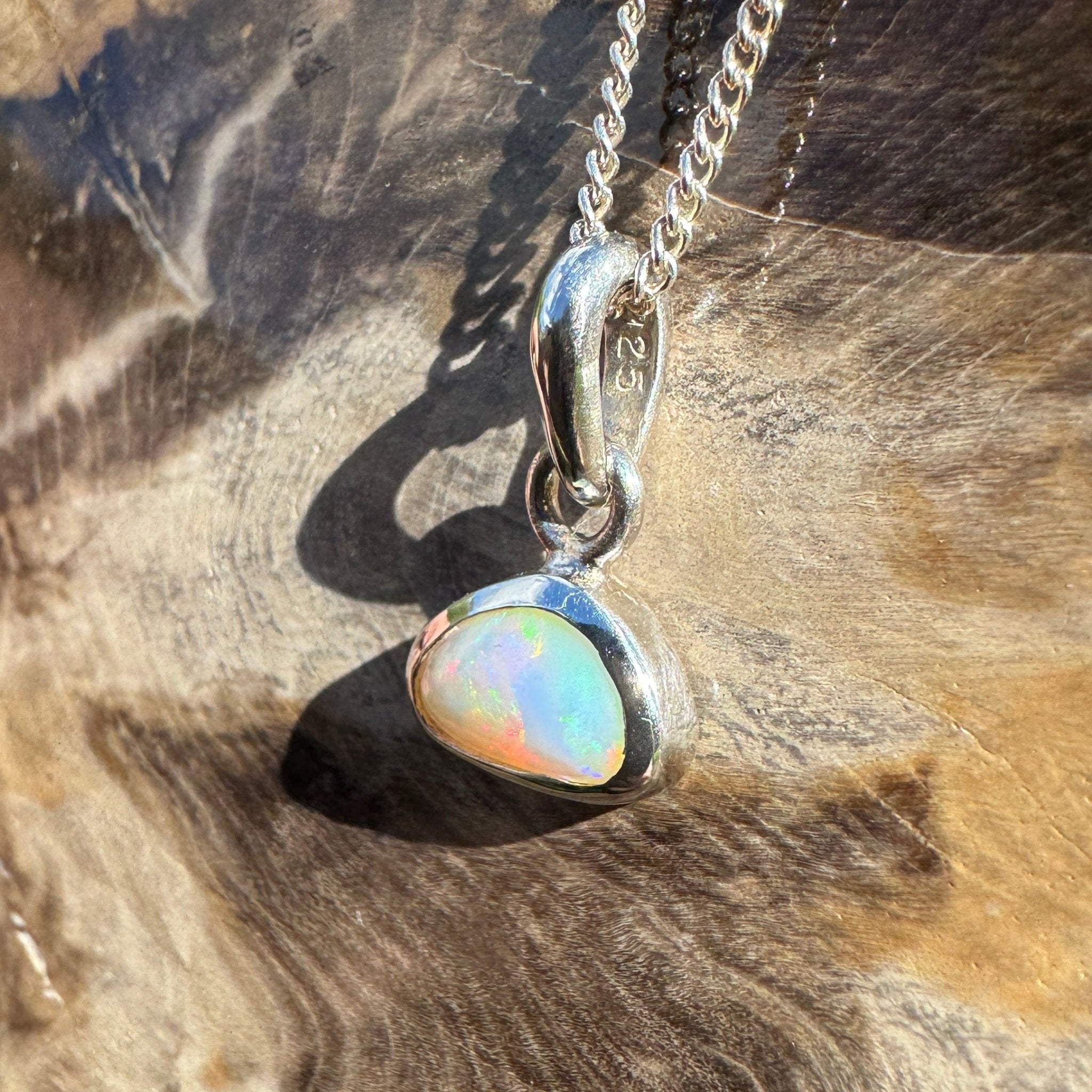 1ct Coober Pedy Opal Pendant Necklace ~ 'Nautilus Nebula' | 925 Sterling Silver | Solid Australian Opal