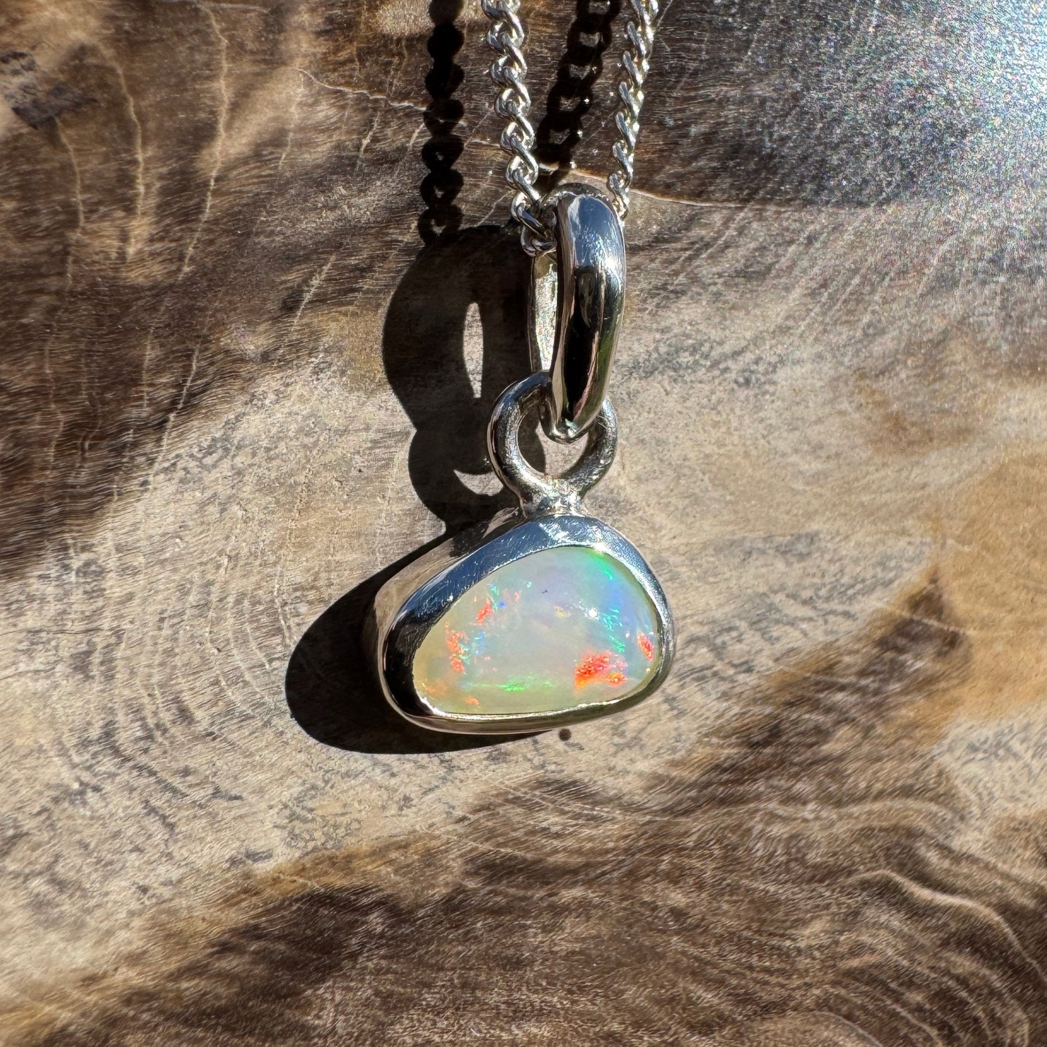 1ct Coober Pedy Opal Pendant Necklace ~ 'Nautilus Nebula' | 925 Sterling Silver | Solid Australian Opal