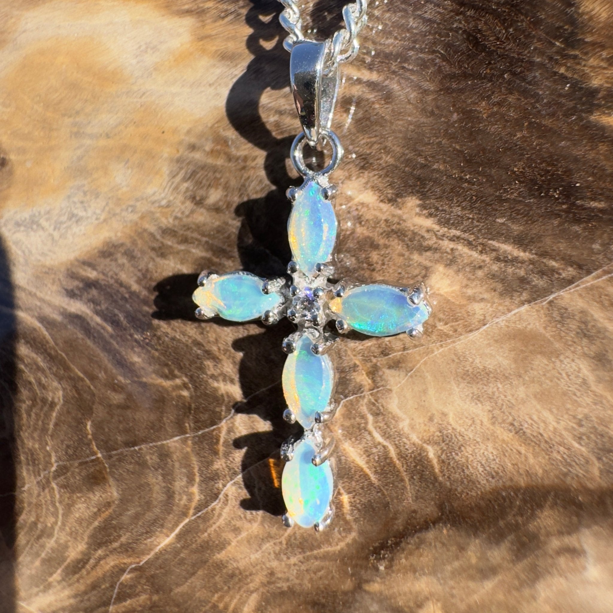 1ct Coober Pedy Opal Pendant Necklace ~ 'Nitmiluk Neon' | 925 Sterling Silver | Solid Australian Opal