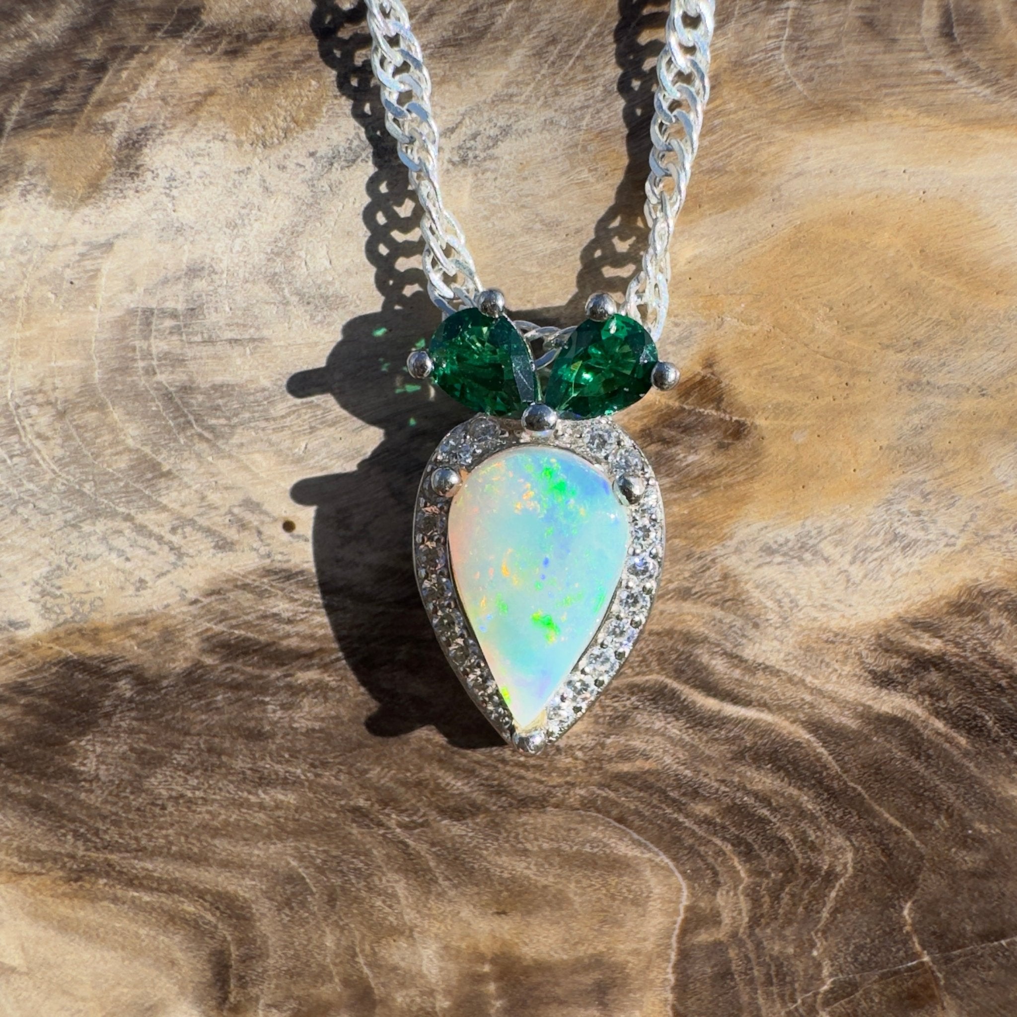 1ct Coober Pedy Opal Pendant Necklace ~ 'Nullarbor Sky Fire' | 925 Sterling Silver | Solid Australian Opal