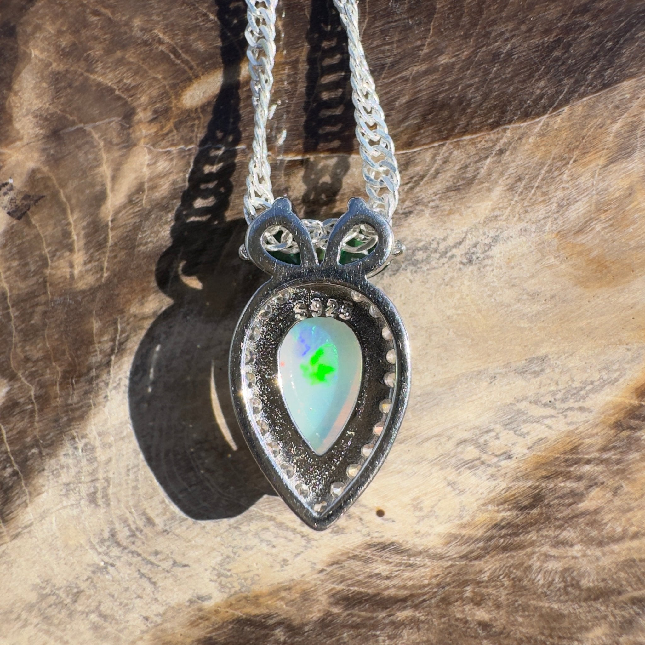 1ct Coober Pedy Opal Pendant Necklace ~ 'Nullarbor Sky Fire' | 925 Sterling Silver | Solid Australian Opal