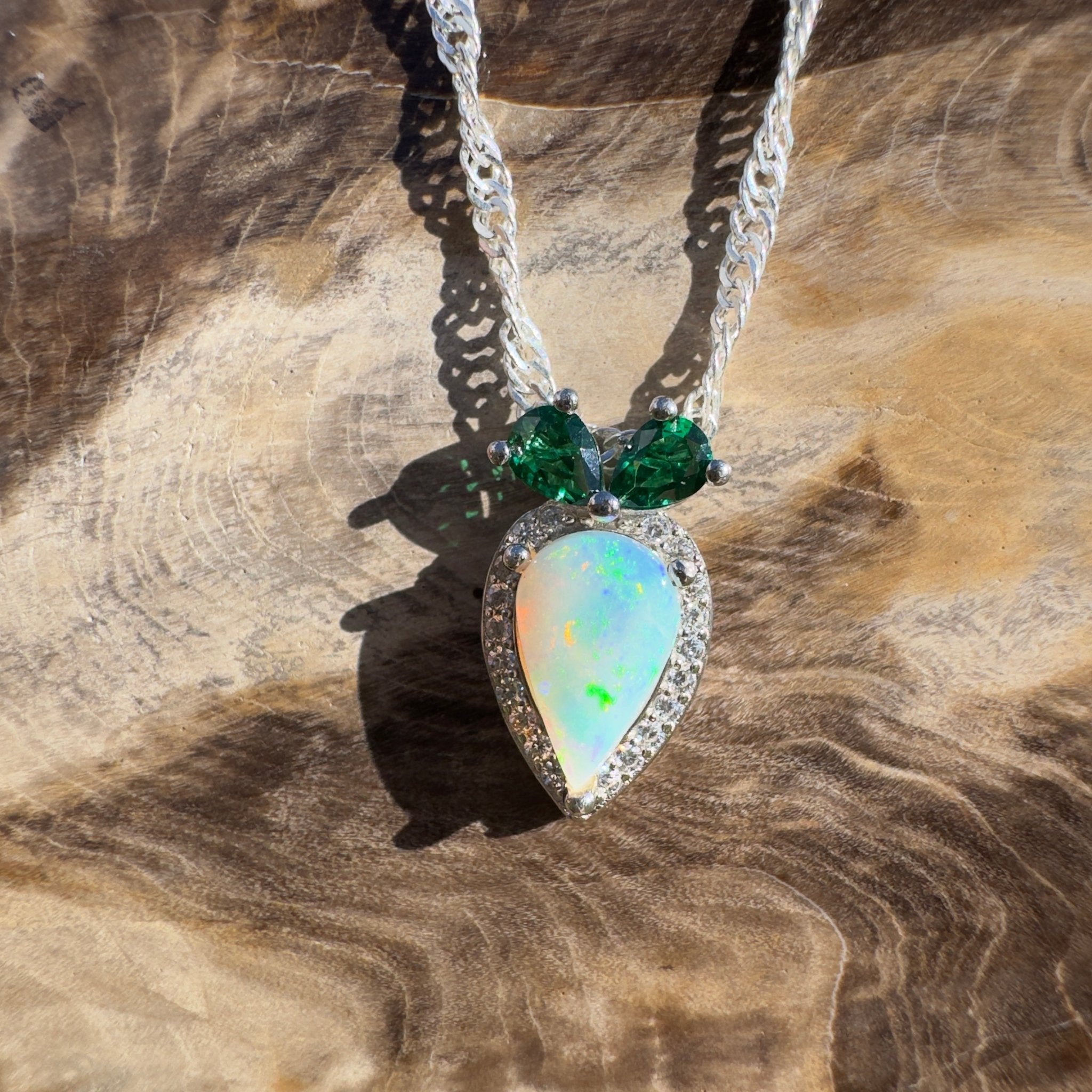 1ct Coober Pedy Opal Pendant Necklace ~ 'Nullarbor Sky Fire' | 925 Sterling Silver | Solid Australian Opal