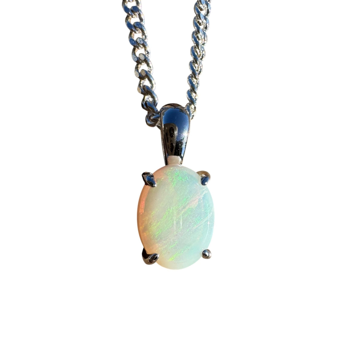 1ct Coober Pedy Opal Pendant Necklace ~ 'Rottnest Light' | 925 Sterling Silver | Solid Australian Opal