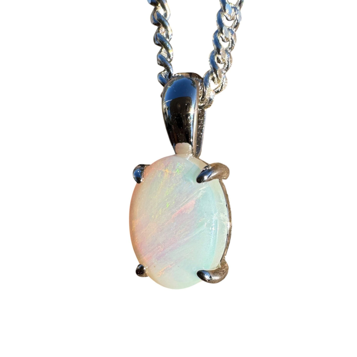 1ct Coober Pedy Opal Pendant Necklace ~ 'Rottnest Light' | 925 Sterling Silver | Solid Australian Opal