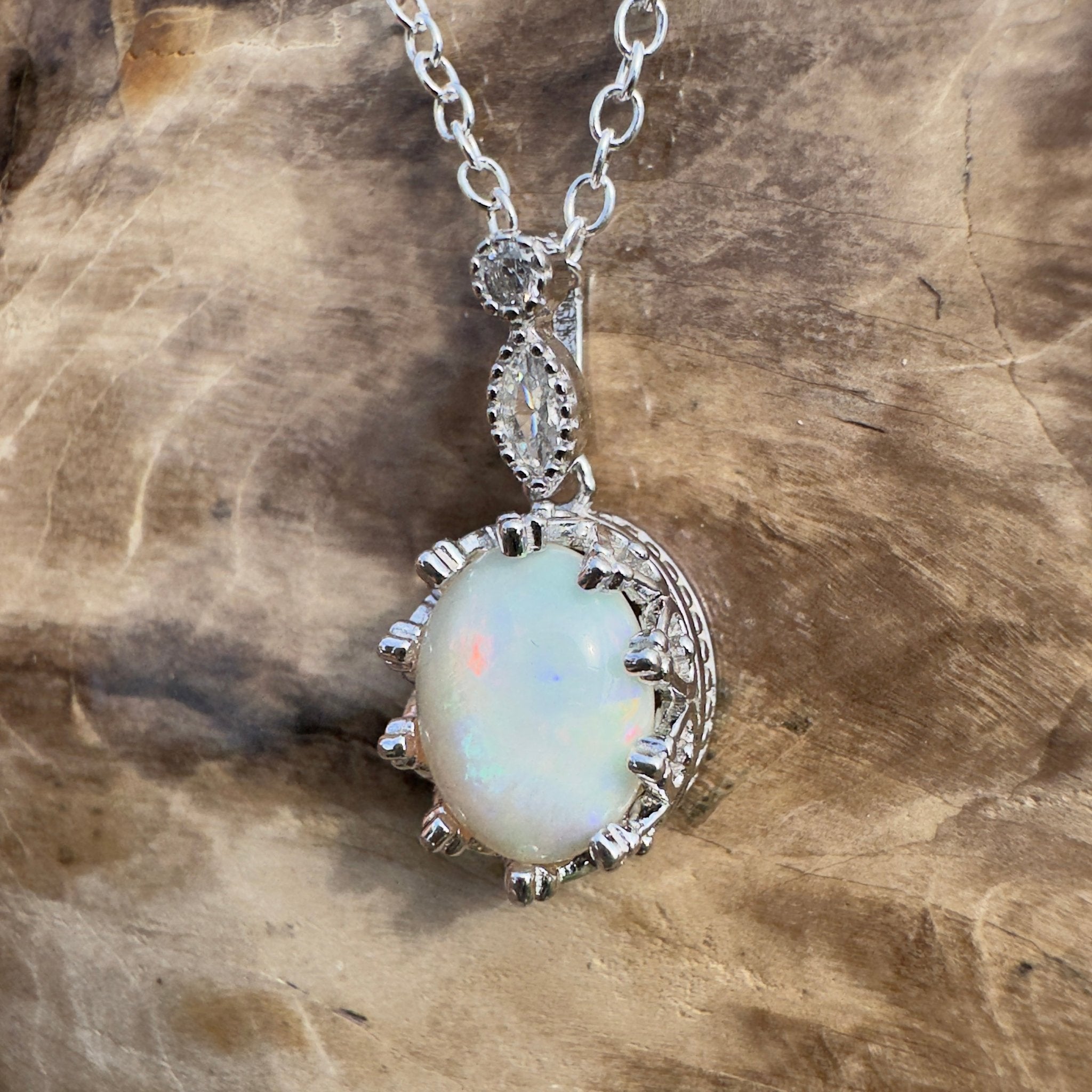 1ct Coober Pedy Opal Pendant Necklace ~ 'Royal Parade' | 925 Sterling Silver | Solid Australian Opal