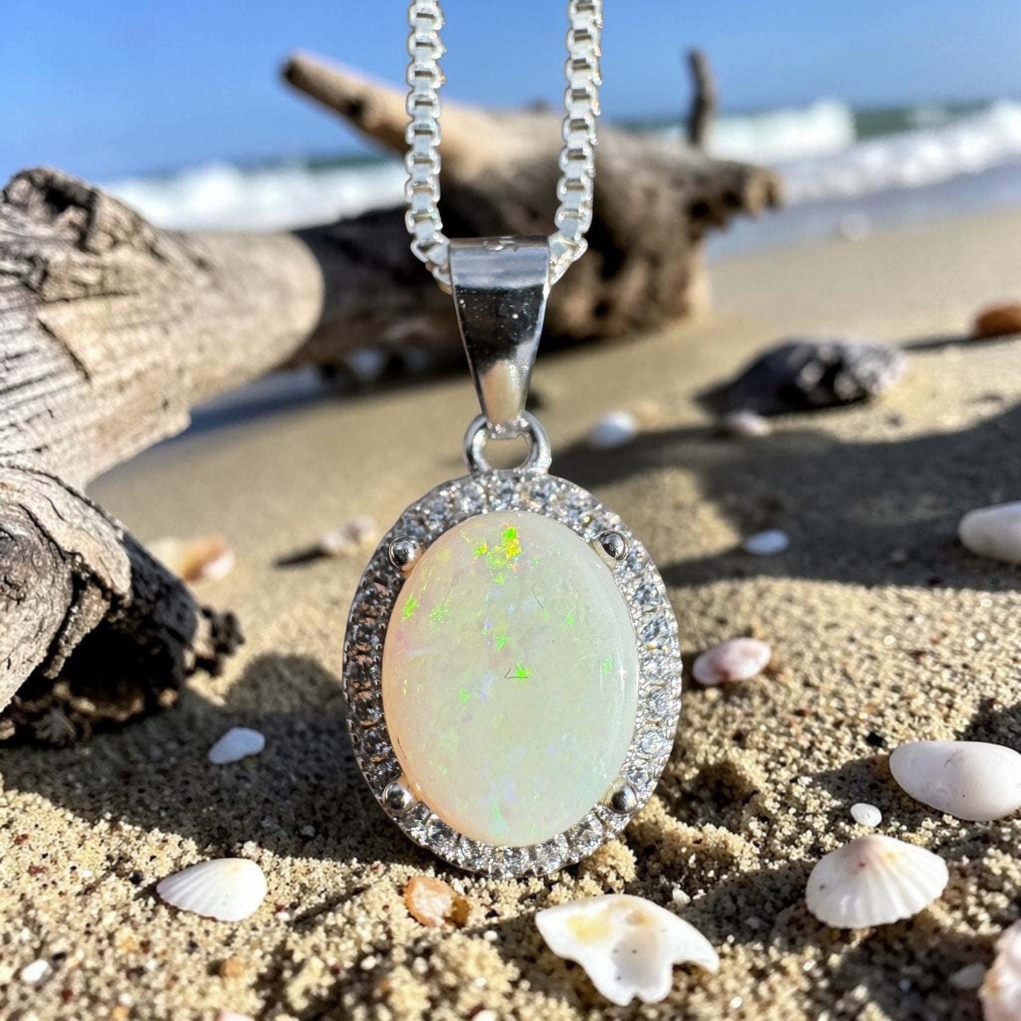 1ct Coober Pedy Opal Pendant Necklace ~ 'Stuart Range Mist' | 925 Sterling Silver | Solid Australian Opal