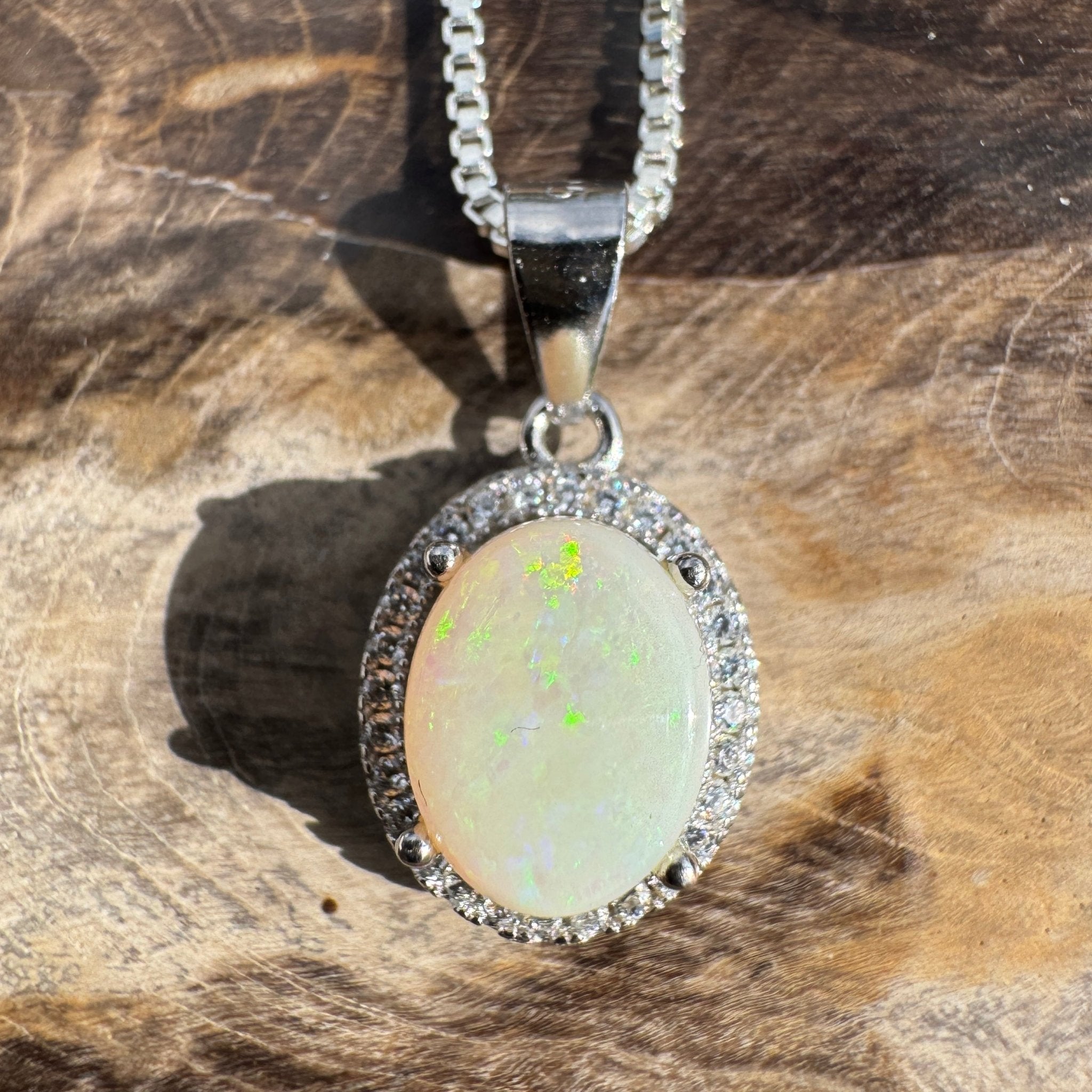 1ct Coober Pedy Opal Pendant Necklace ~ 'Stuart Range Mist' | 925 Sterling Silver | Solid Australian Opal