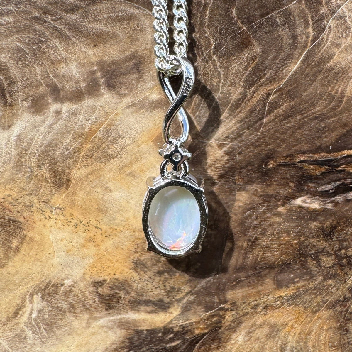 1ct Coober Pedy Opal Pendant Necklace ~ 'Tarcoola Firelight' | 925 Sterling Silver | Solid Australian Opal