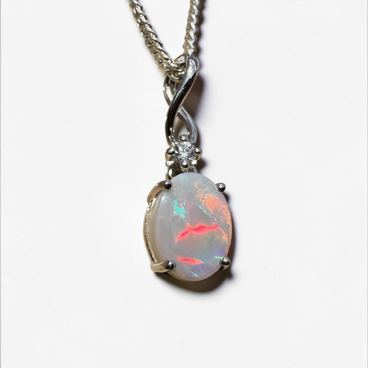 1ct Coober Pedy Opal Pendant Necklace ~ 'Tarcoola Firelight' | 925 Sterling Silver | Solid Australian Opal