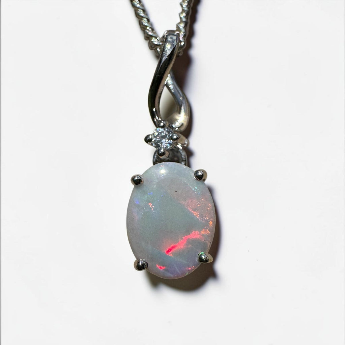 1ct Coober Pedy Opal Pendant Necklace ~ 'Tarcoola Firelight' | 925 Sterling Silver | Solid Australian Opal
