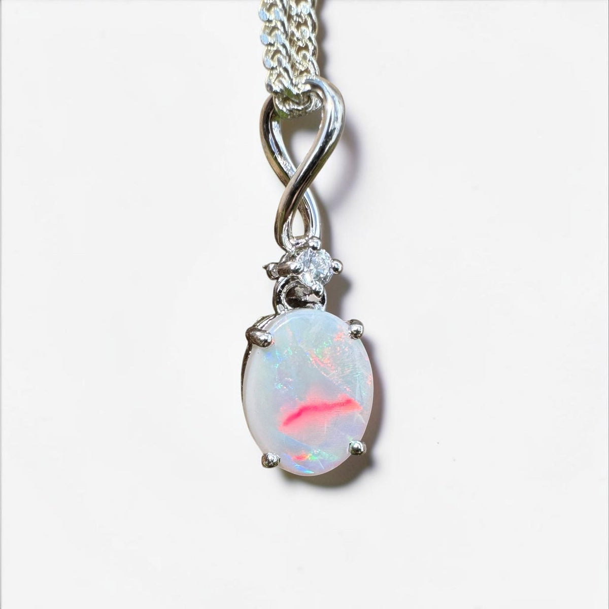 1ct Coober Pedy Opal Pendant Necklace ~ 'Tarcoola Firelight' | 925 Sterling Silver | Solid Australian Opal