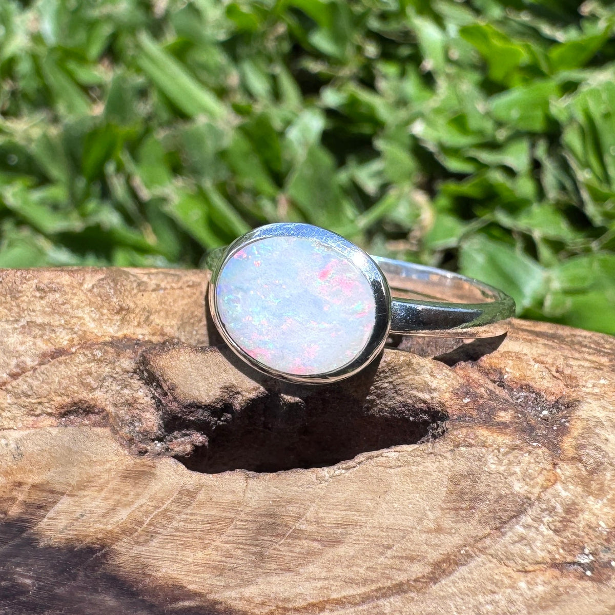 1ct Coober Pedy Opal Ring ~ 'Mission Beach Flash' | 925 Sterling Silver | Solid Australian Opal