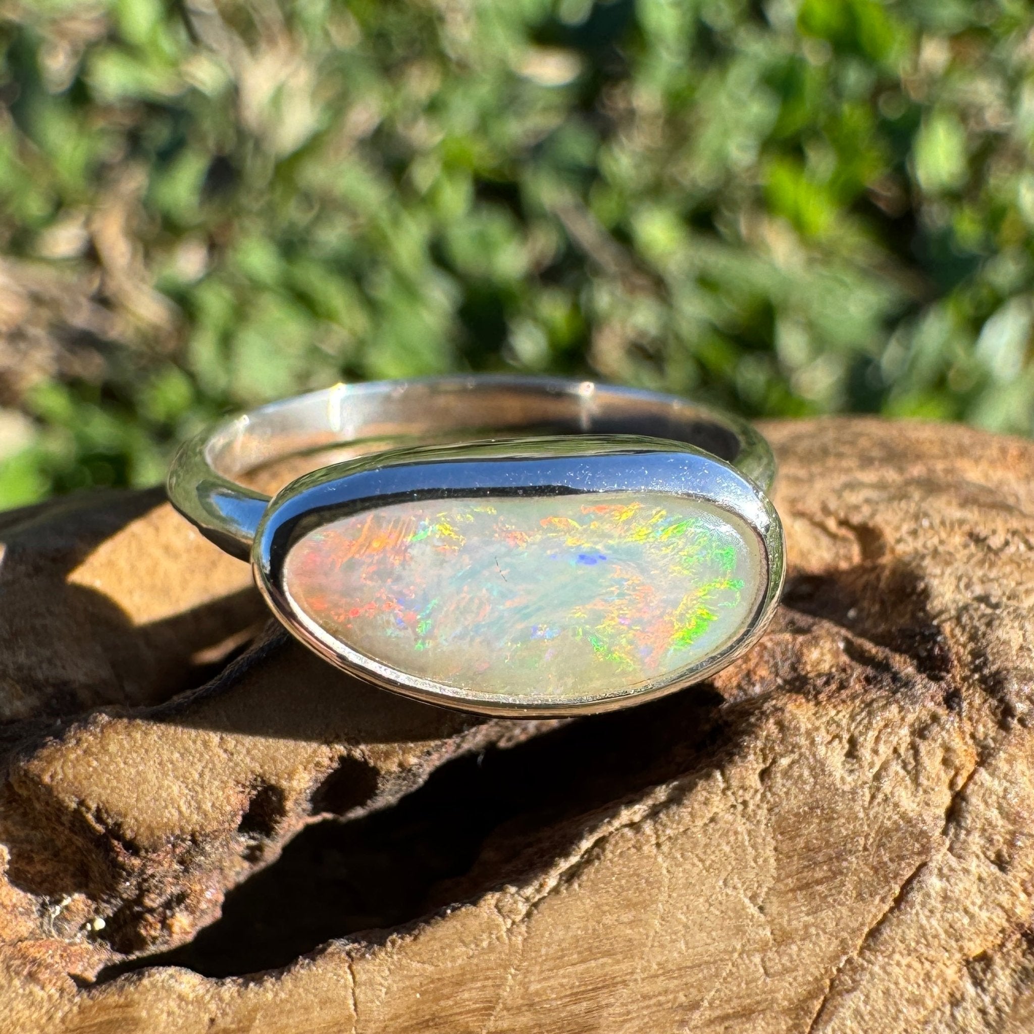 1ct Coober Pedy Opal Ring ~ 'Sturt Desert Glow' | 925 Sterling Silver | Solid Australian Opal