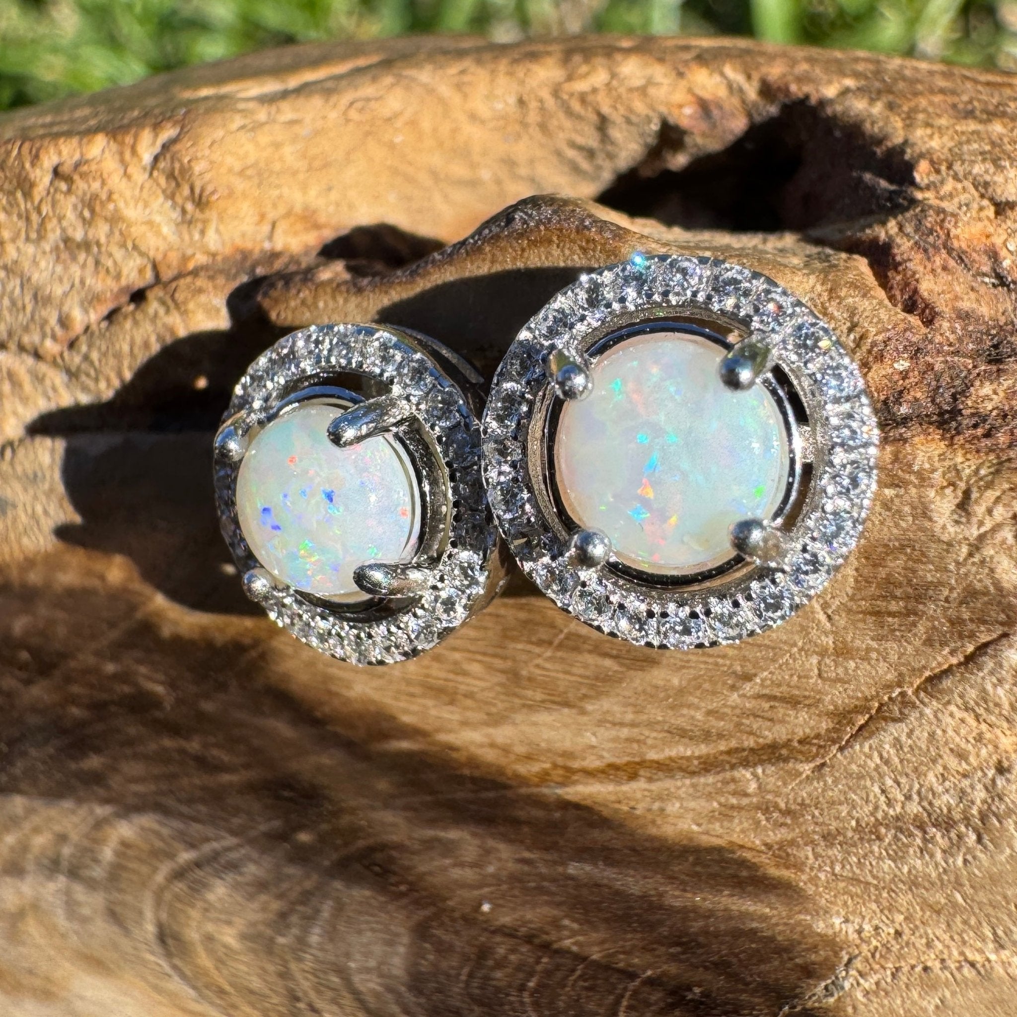 1ct Coober Pedy Opal Stud Earrings ~ 'Yallingup Twin Sparks' | 925 Sterling Silver | Solid Australian Opal