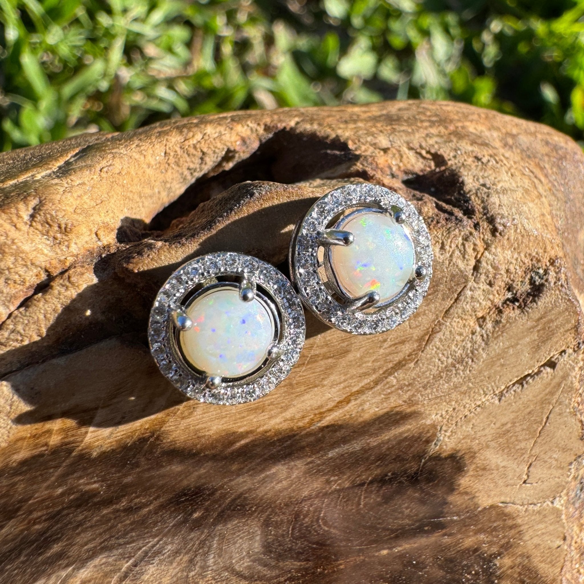 1ct Coober Pedy Opal Stud Earrings ~ 'Yallingup Twin Sparks' | 925 Sterling Silver | Solid Australian Opal