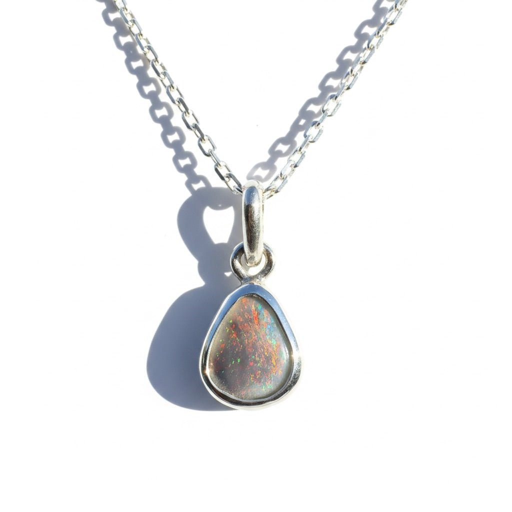1ct Lightning Ridge Black Opal Pendant Necklace ~ 'Eyre Ember' | 925 Sterling Silver | Solid Australian Opal