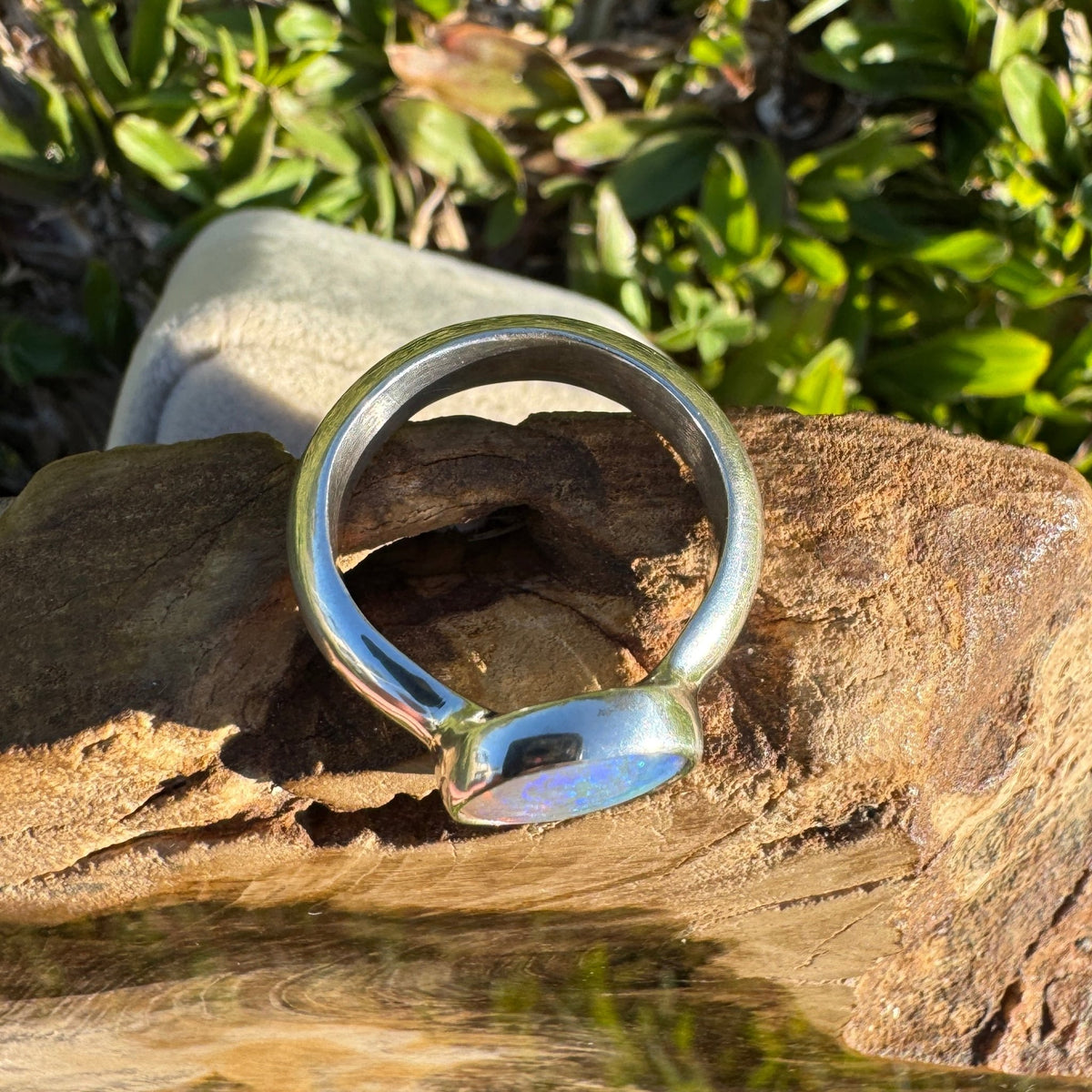 1ct Lightning Ridge Crystal Opal Ring ~ 'Tamar Valley Blue' | 925 Sterling Silver | Solid Australian Opal