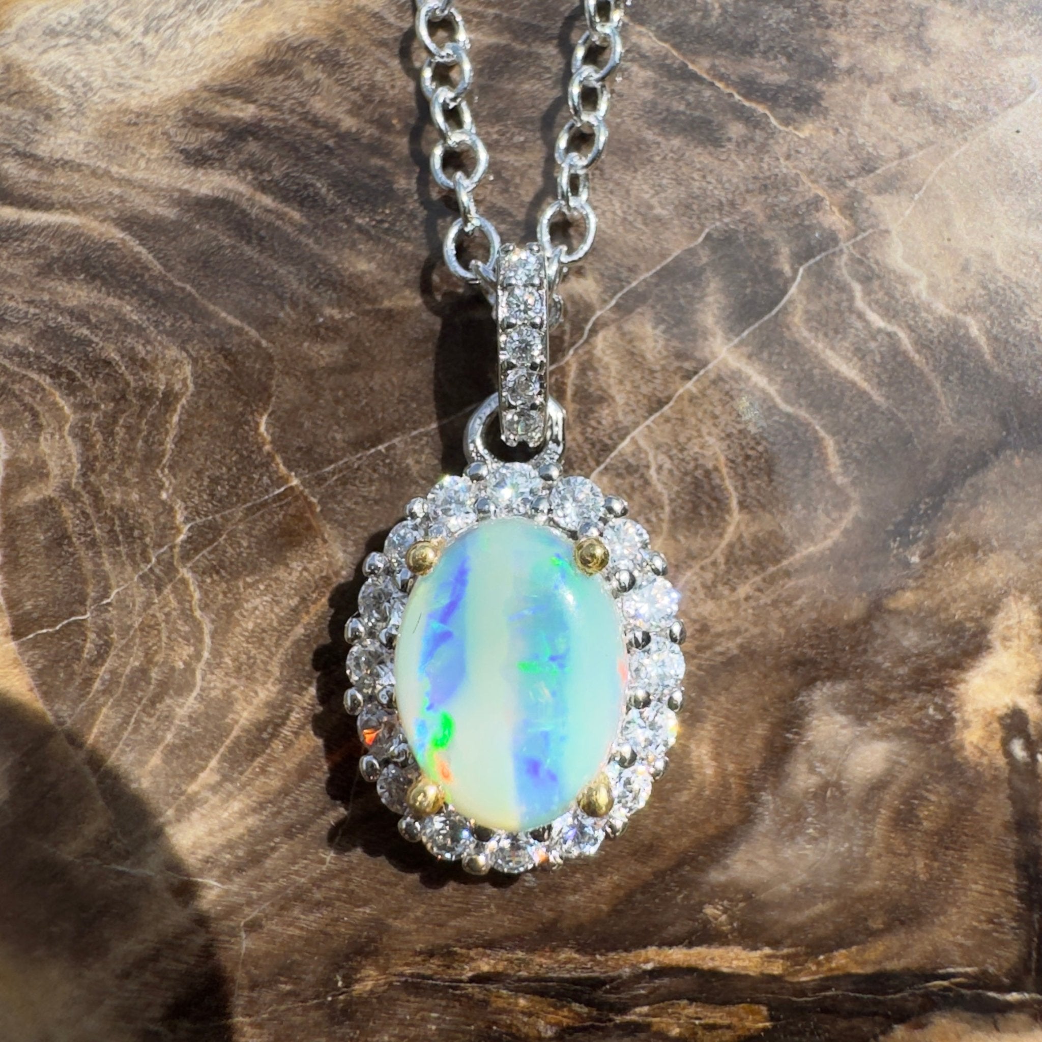 1ct Lightning Ridge Opal Pendant Necklace ~ 'Encounter Bay Current' | 925 Sterling Silver | Solid Australian Opal