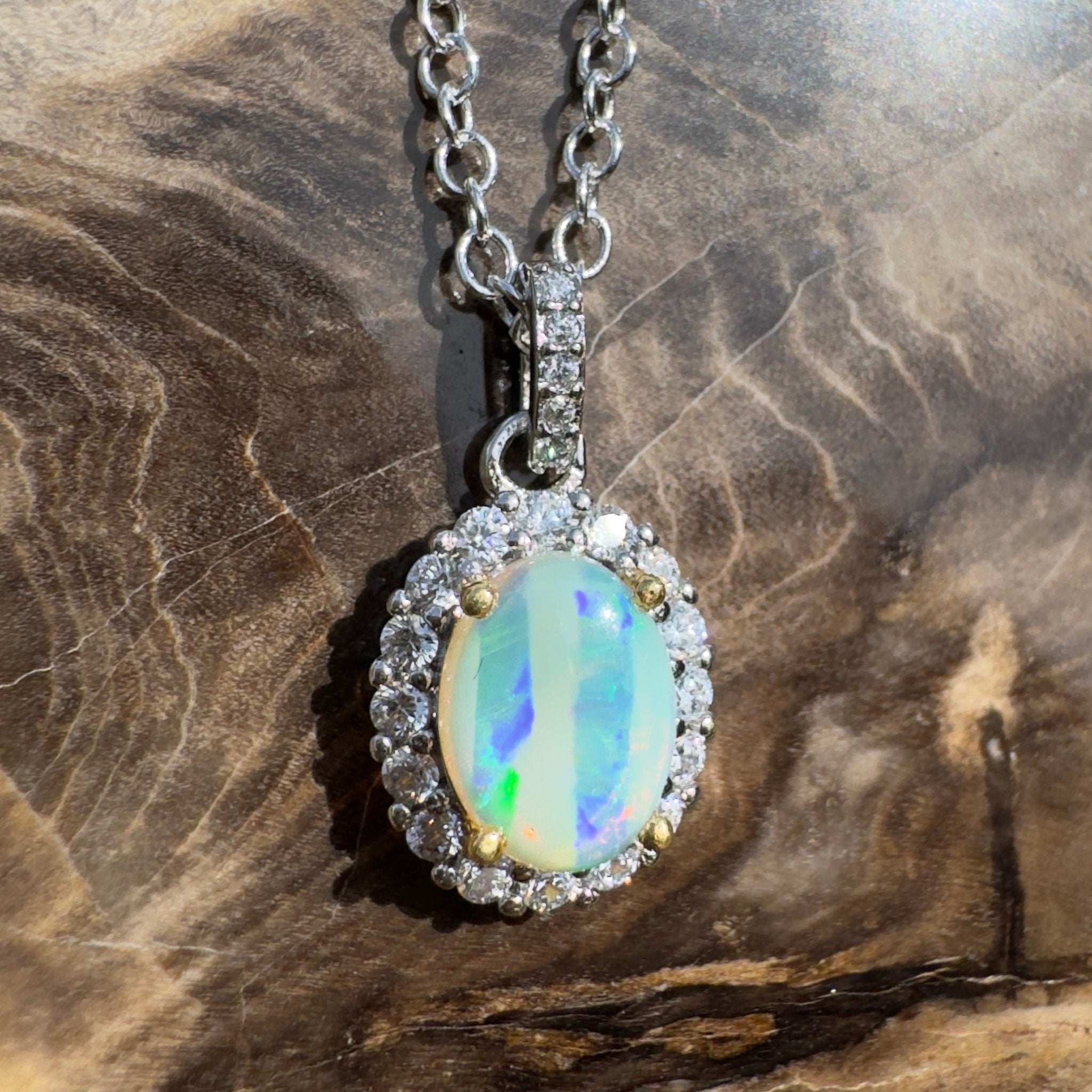 1ct Lightning Ridge Opal Pendant Necklace ~ 'Encounter Bay Current' | 925 Sterling Silver | Solid Australian Opal