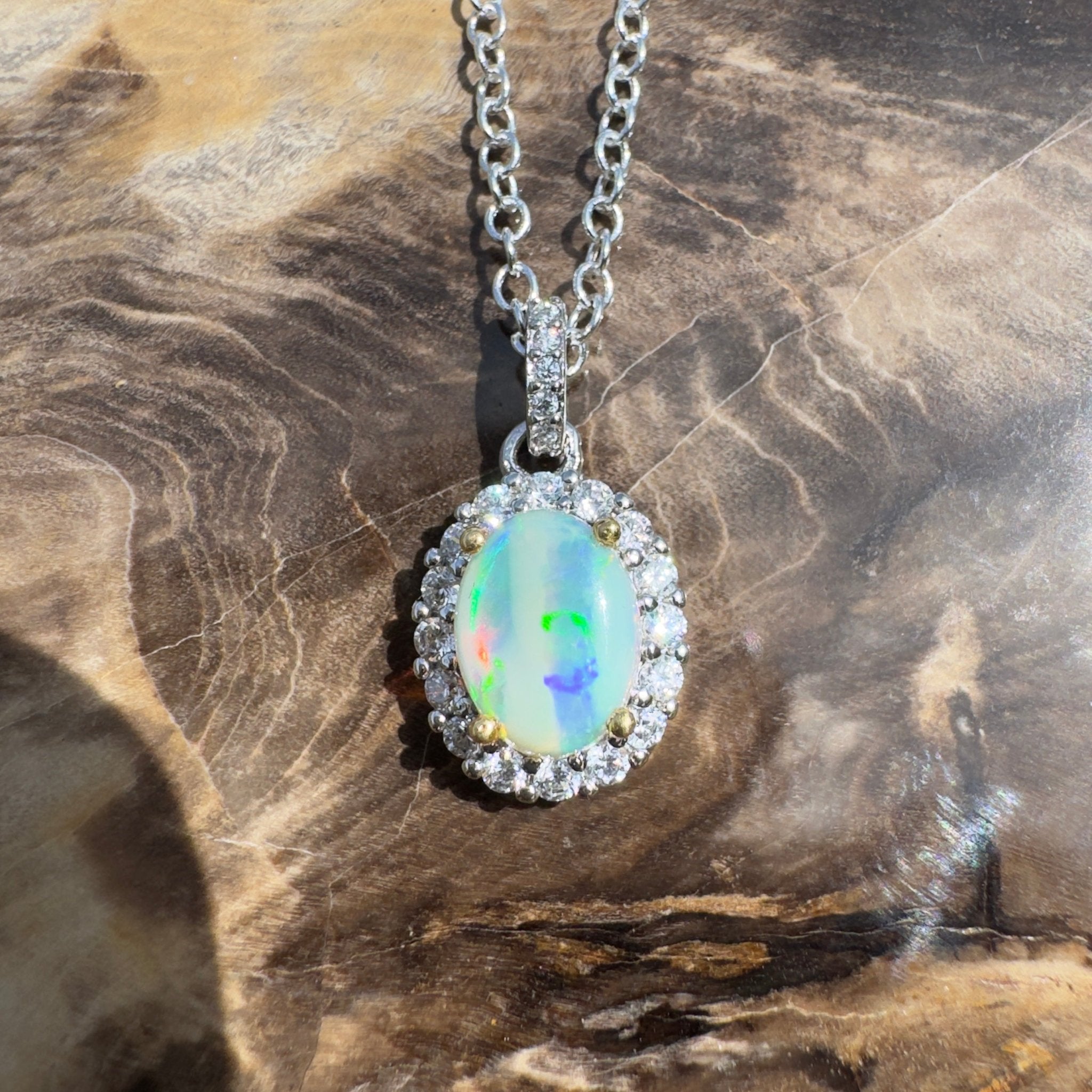 1ct Lightning Ridge Opal Pendant Necklace ~ 'Encounter Bay Current' | 925 Sterling Silver | Solid Australian Opal
