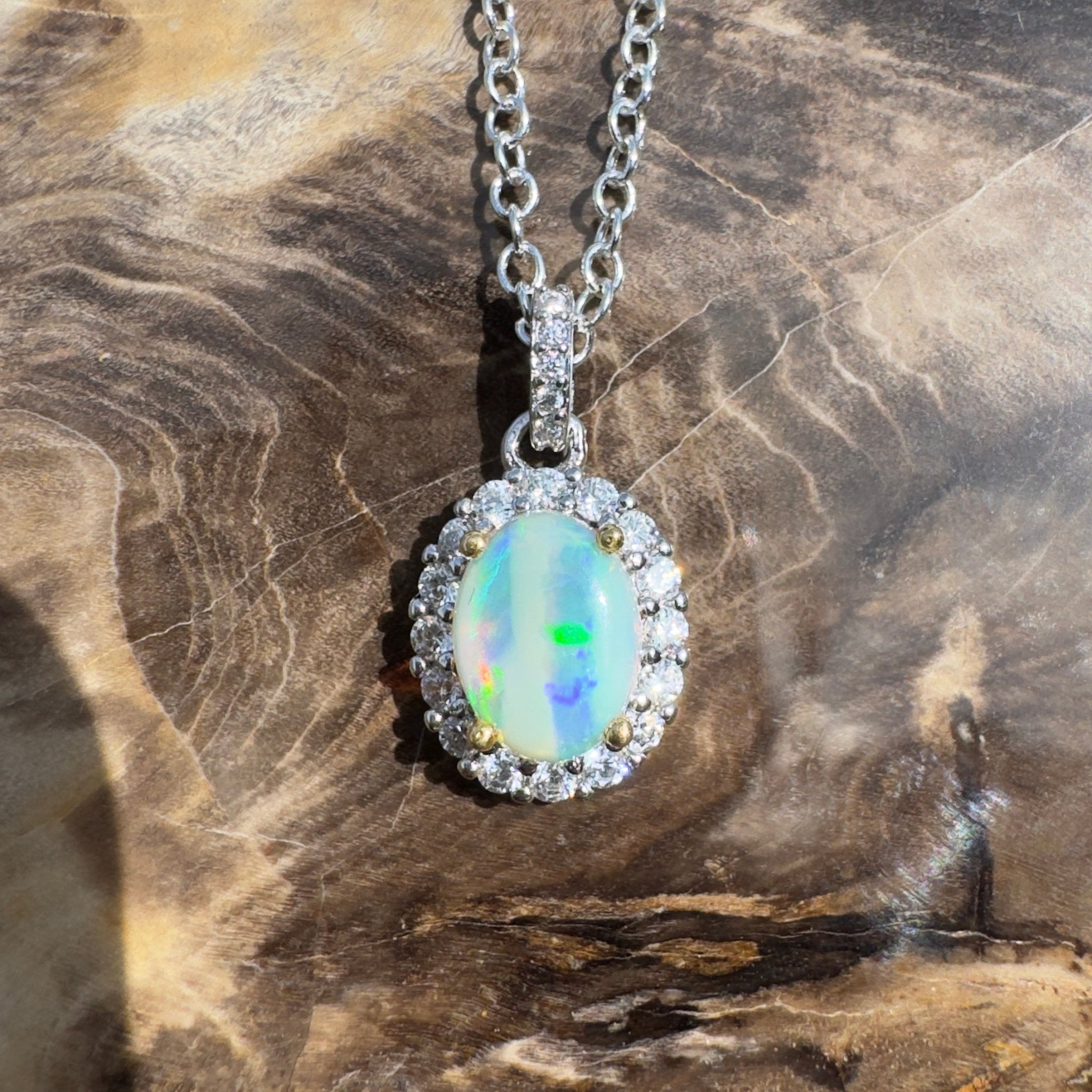 1ct Lightning Ridge Opal Pendant Necklace ~ 'Encounter Bay Current' | 925 Sterling Silver | Solid Australian Opal