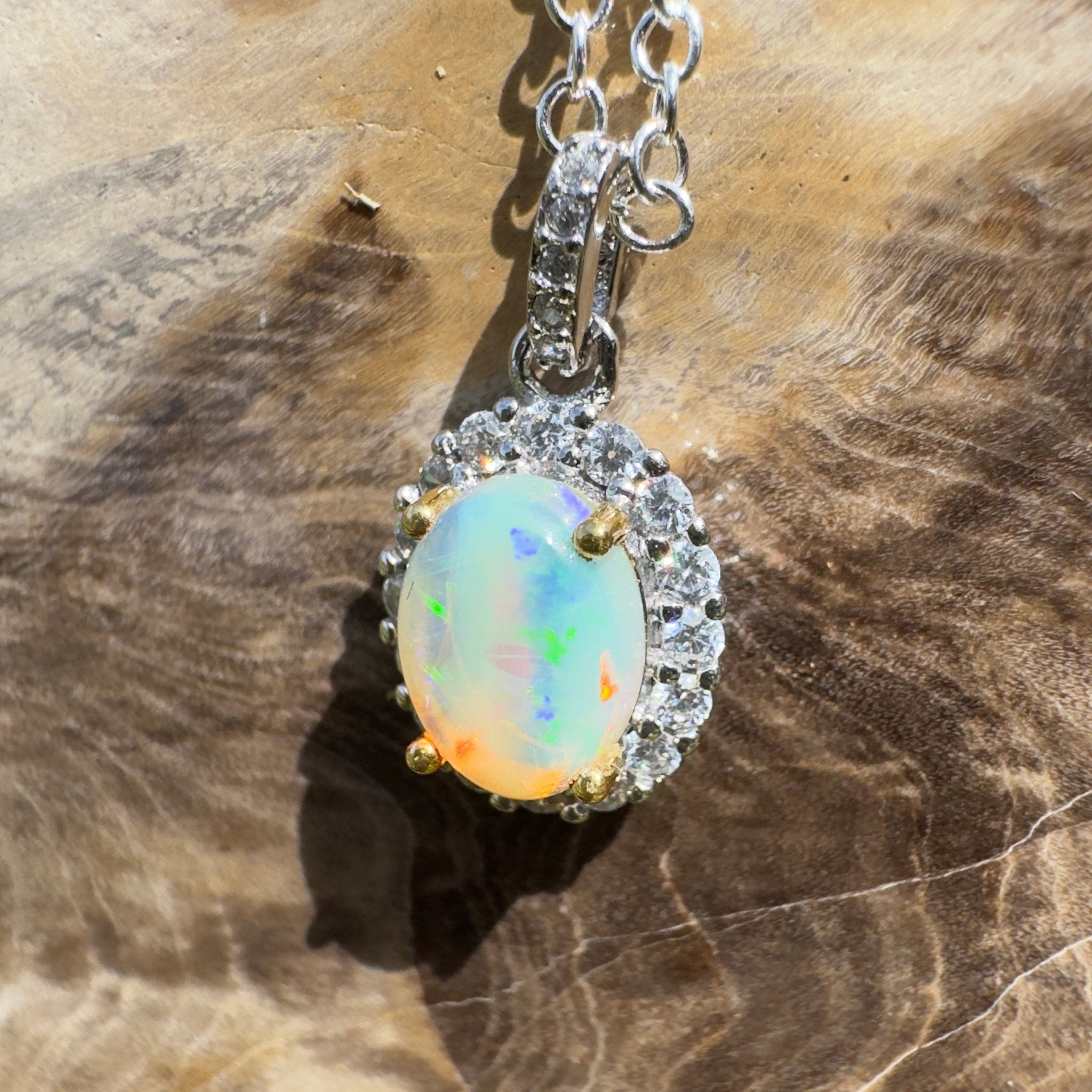 1ct Lightning Ridge Opal Pendant Necklace ~ 'Encounter Bay Current' | 925 Sterling Silver | Solid Australian Opal