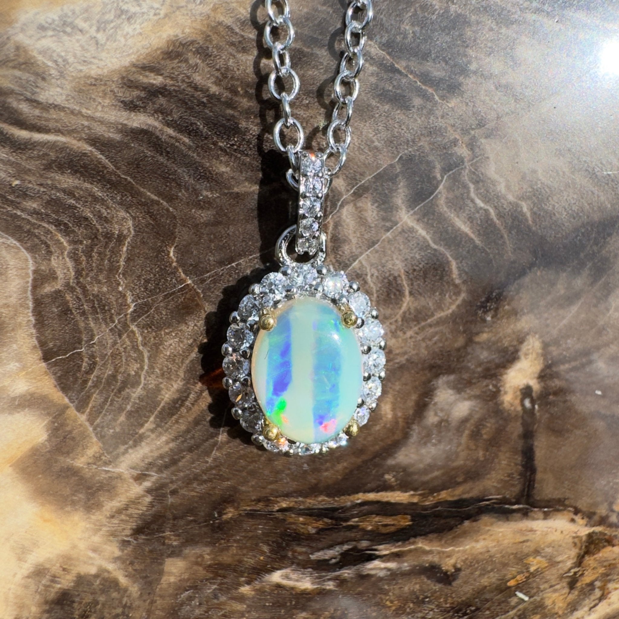 1ct Lightning Ridge Opal Pendant Necklace ~ 'Encounter Bay Current' | 925 Sterling Silver | Solid Australian Opal