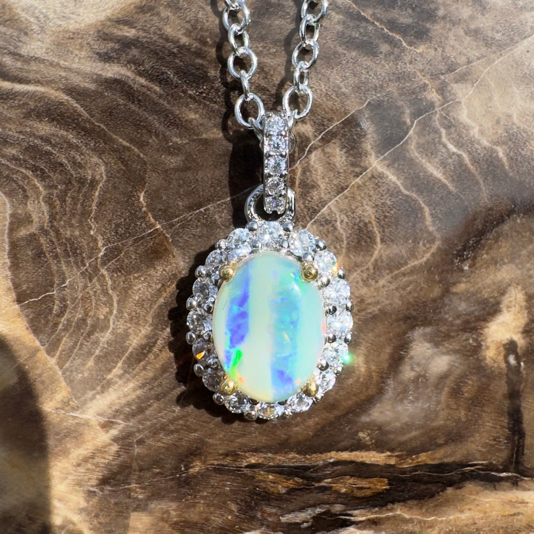 1ct Lightning Ridge Opal Pendant Necklace ~ 'Encounter Bay Current' | 925 Sterling Silver | Solid Australian Opal