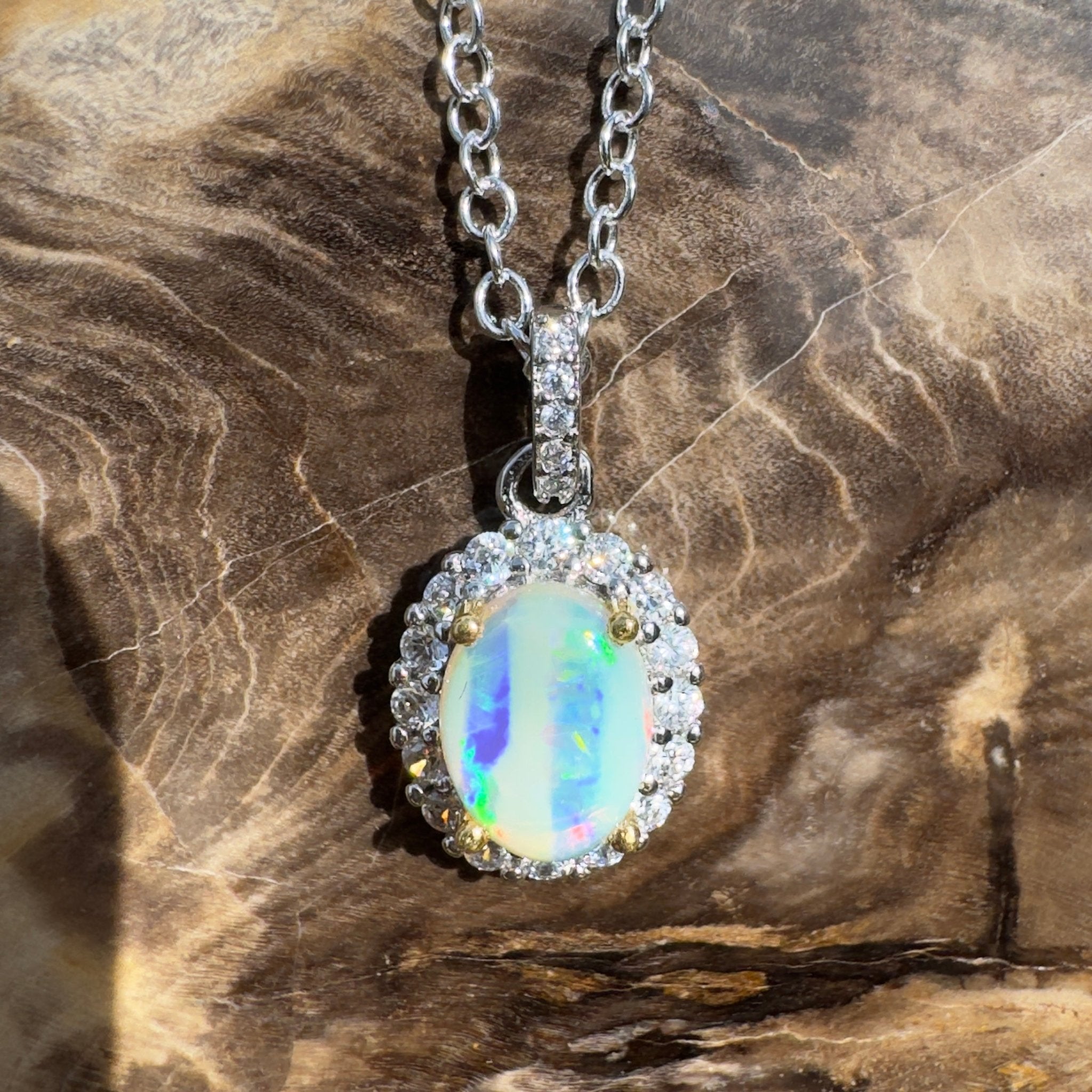 1ct Lightning Ridge Opal Pendant Necklace ~ 'Encounter Bay Current' | 925 Sterling Silver | Solid Australian Opal