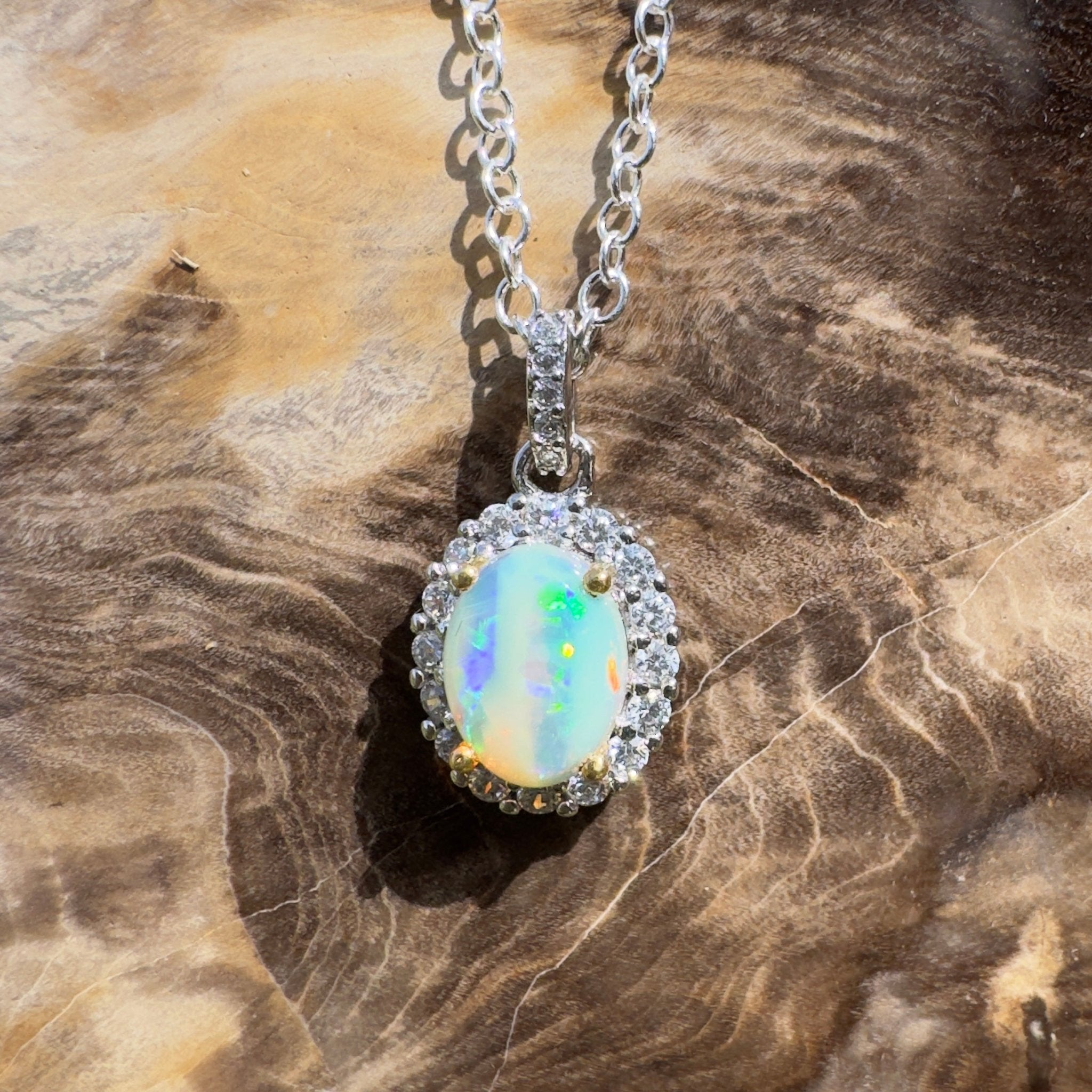 1ct Lightning Ridge Opal Pendant Necklace ~ 'Encounter Bay Current' | 925 Sterling Silver | Solid Australian Opal