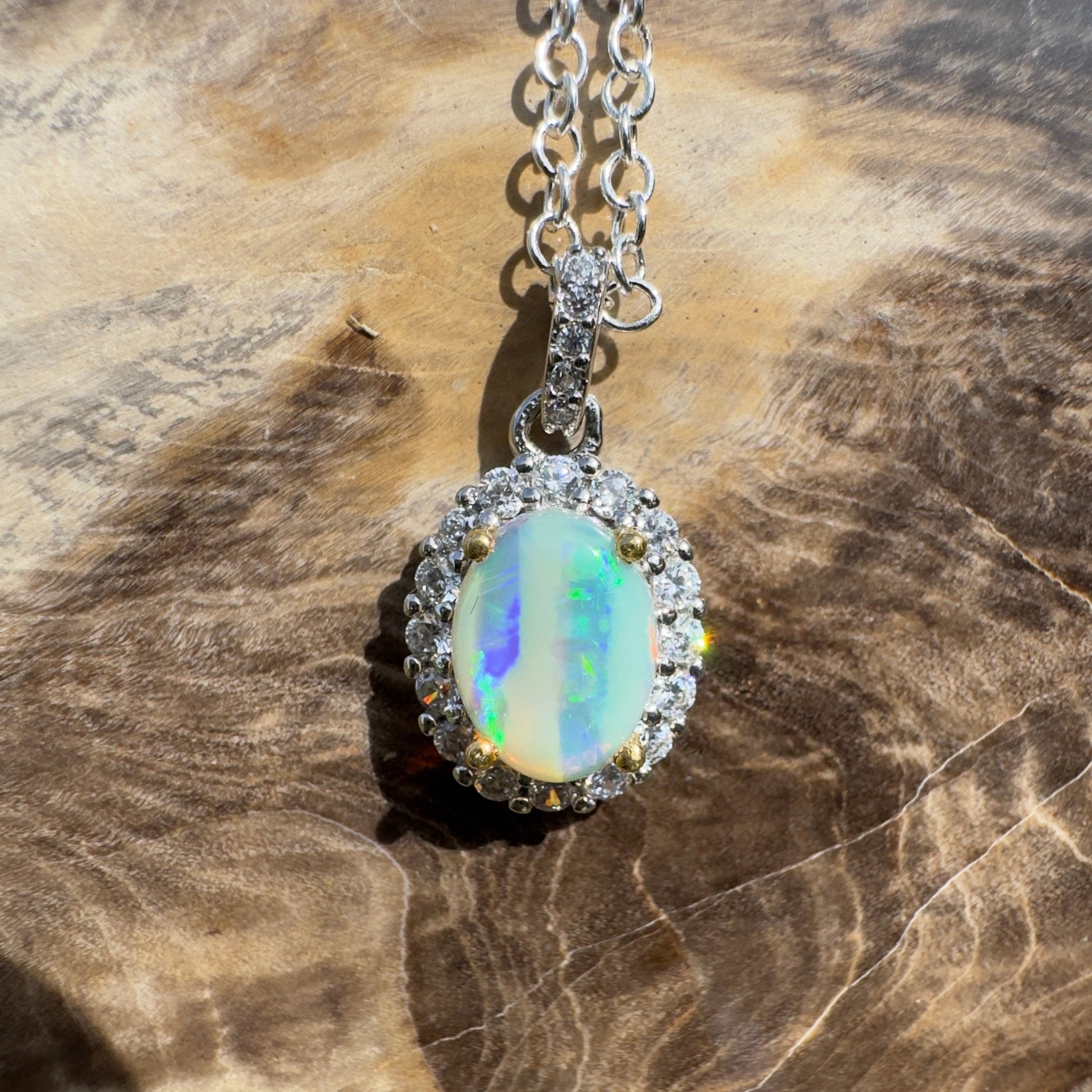 1ct Lightning Ridge Opal Pendant Necklace ~ 'Encounter Bay Current' | 925 Sterling Silver | Solid Australian Opal