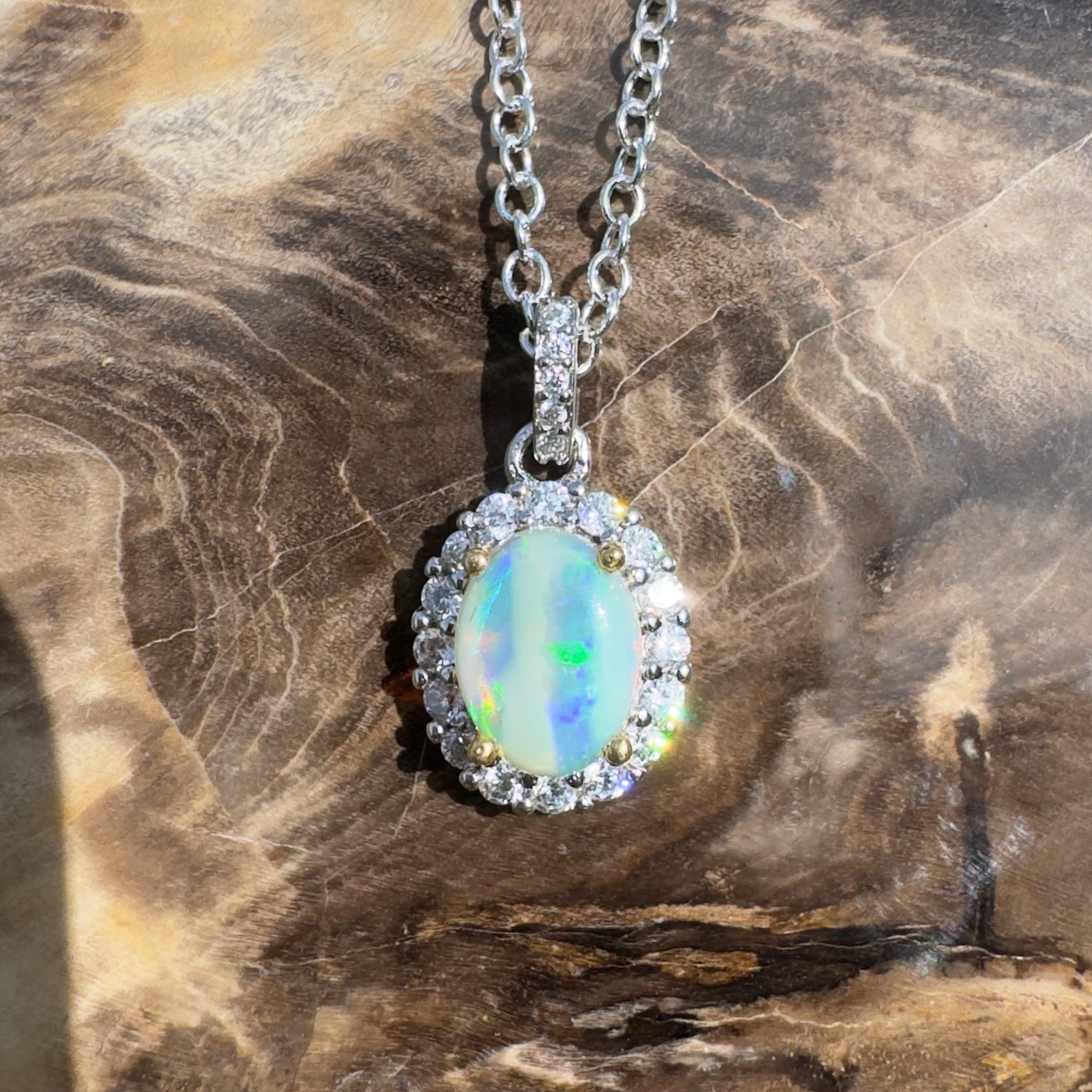 1ct Lightning Ridge Opal Pendant Necklace ~ 'Encounter Bay Current' | 925 Sterling Silver | Solid Australian Opal