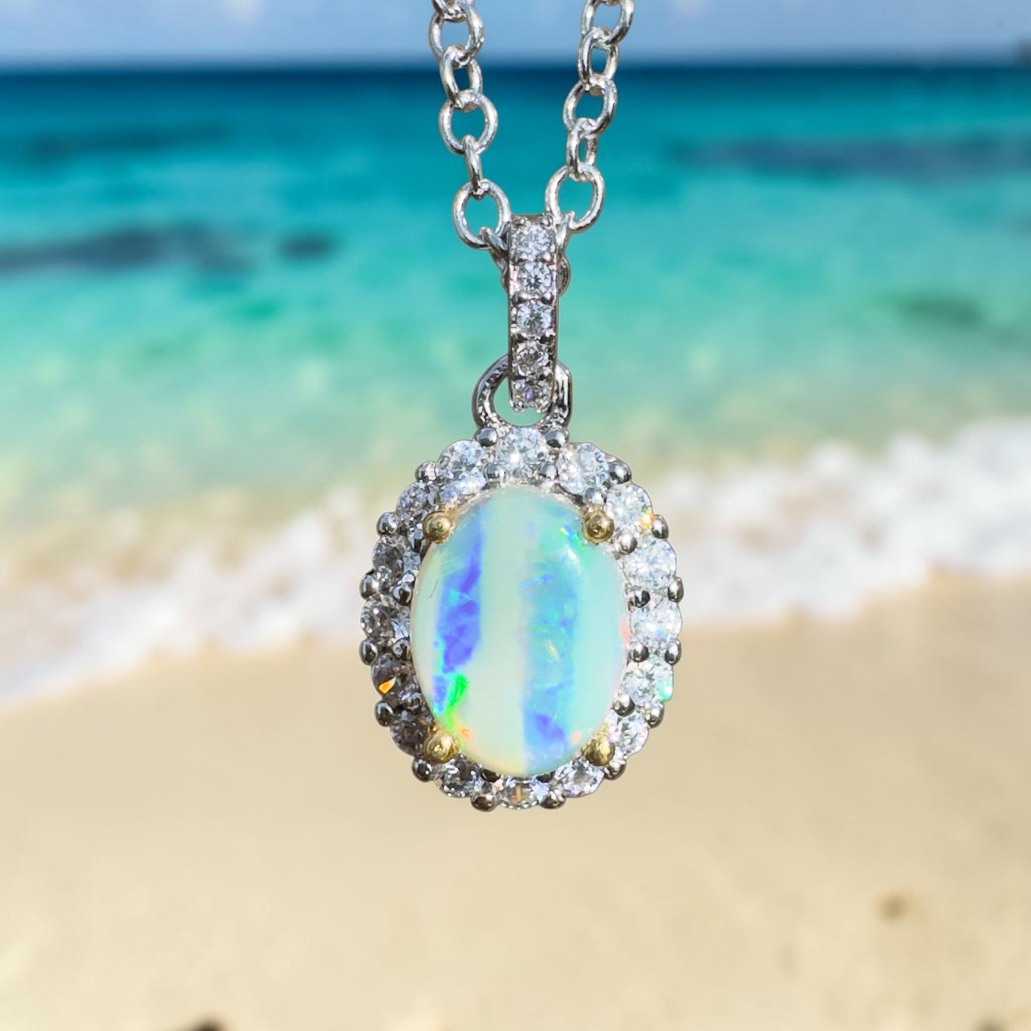 1ct Lightning Ridge Opal Pendant Necklace ~ 'Encounter Bay Current' | 925 Sterling Silver | Solid Australian Opal