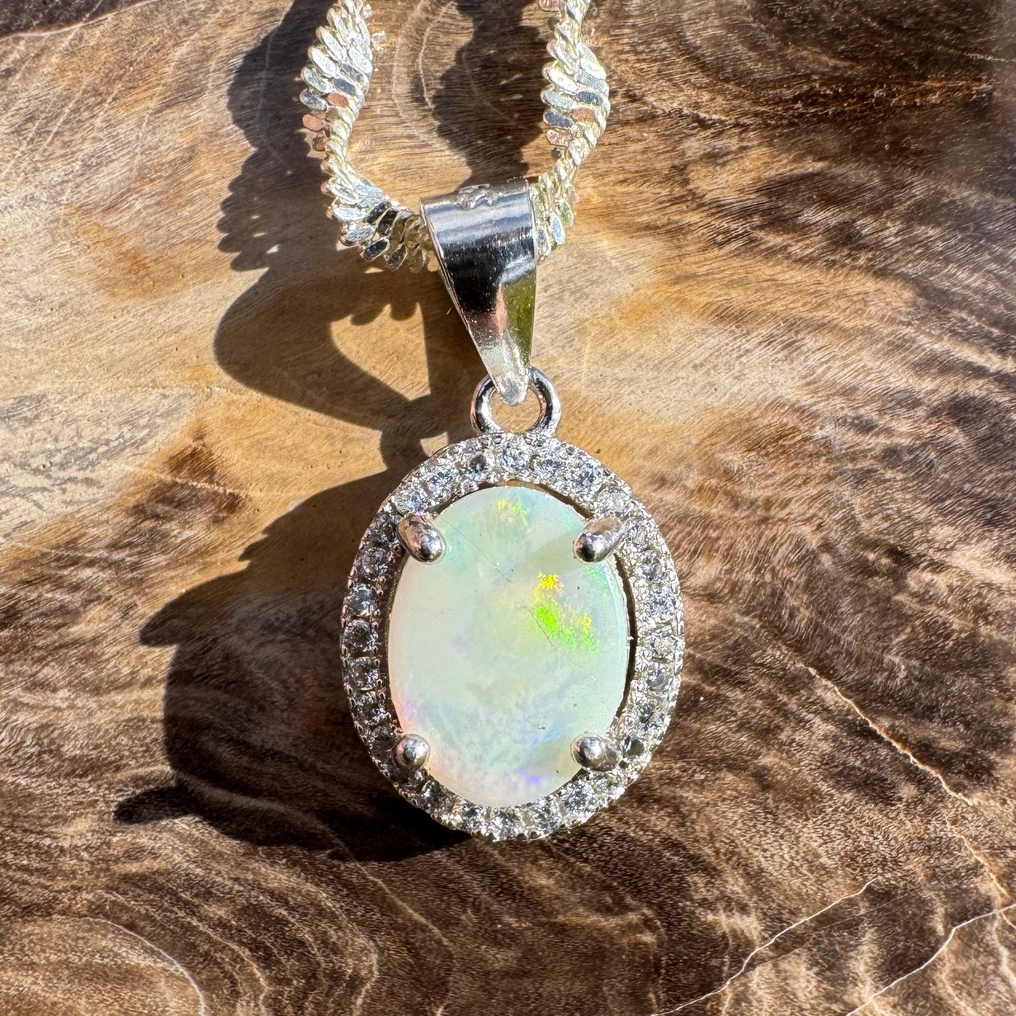 1ct Lightning Ridge Opal Pendant Necklace ~ 'Ridge Spark' | 925 Sterling Silver | Solid Australian Opal