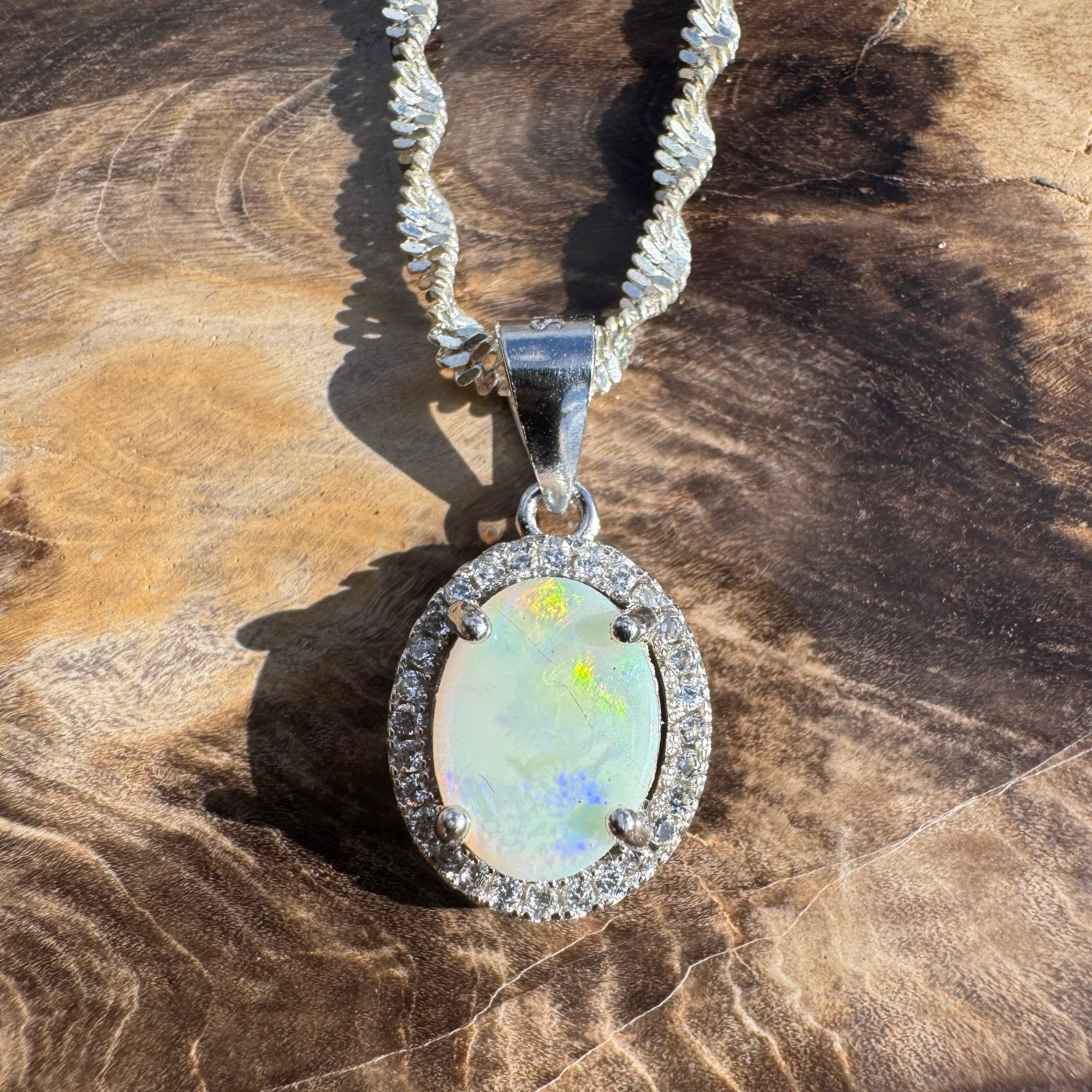 1ct Lightning Ridge Opal Pendant Necklace ~ 'Ridge Spark' | 925 Sterling Silver | Solid Australian Opal