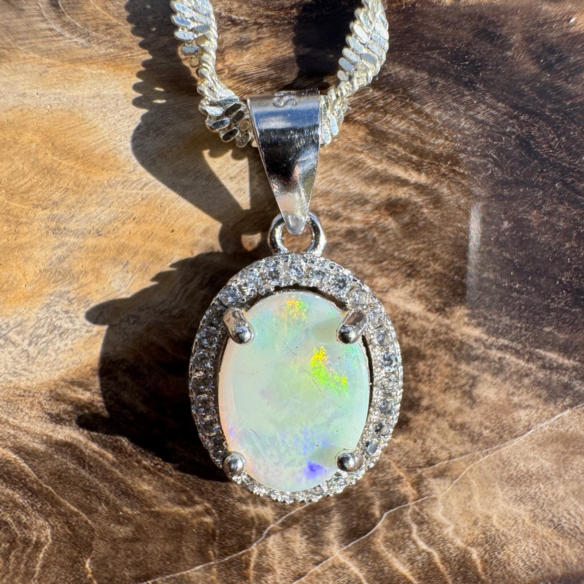 1ct Lightning Ridge Opal Pendant Necklace ~ 'Ridge Spark' | 925 Sterling Silver | Solid Australian Opal