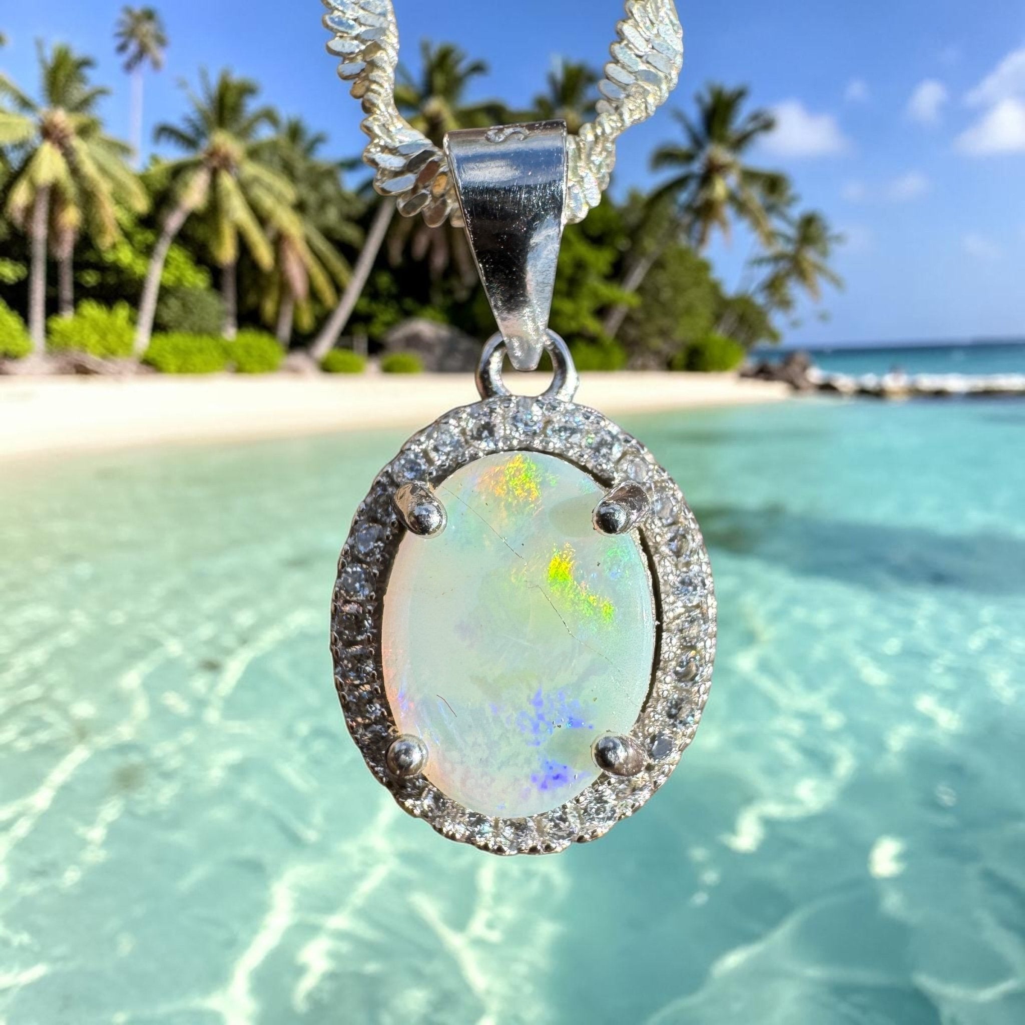 1ct Lightning Ridge Opal Pendant Necklace ~ 'Ridge Spark' | 925 Sterling Silver | Solid Australian Opal
