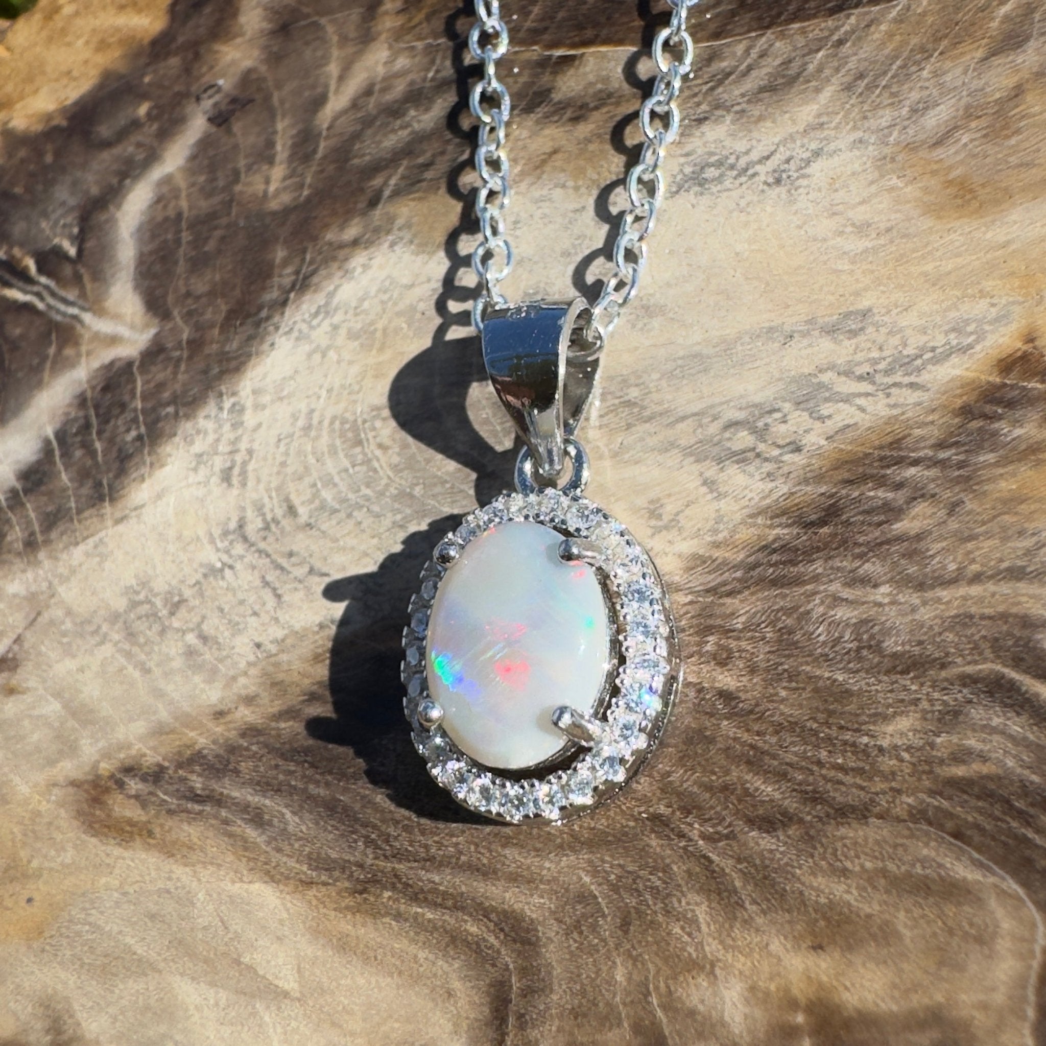 1ct Lightning Ridge Opal Pendant Necklace ~ 'Sundown Plains' | 925 Sterling Silver | Solid Australian Opal