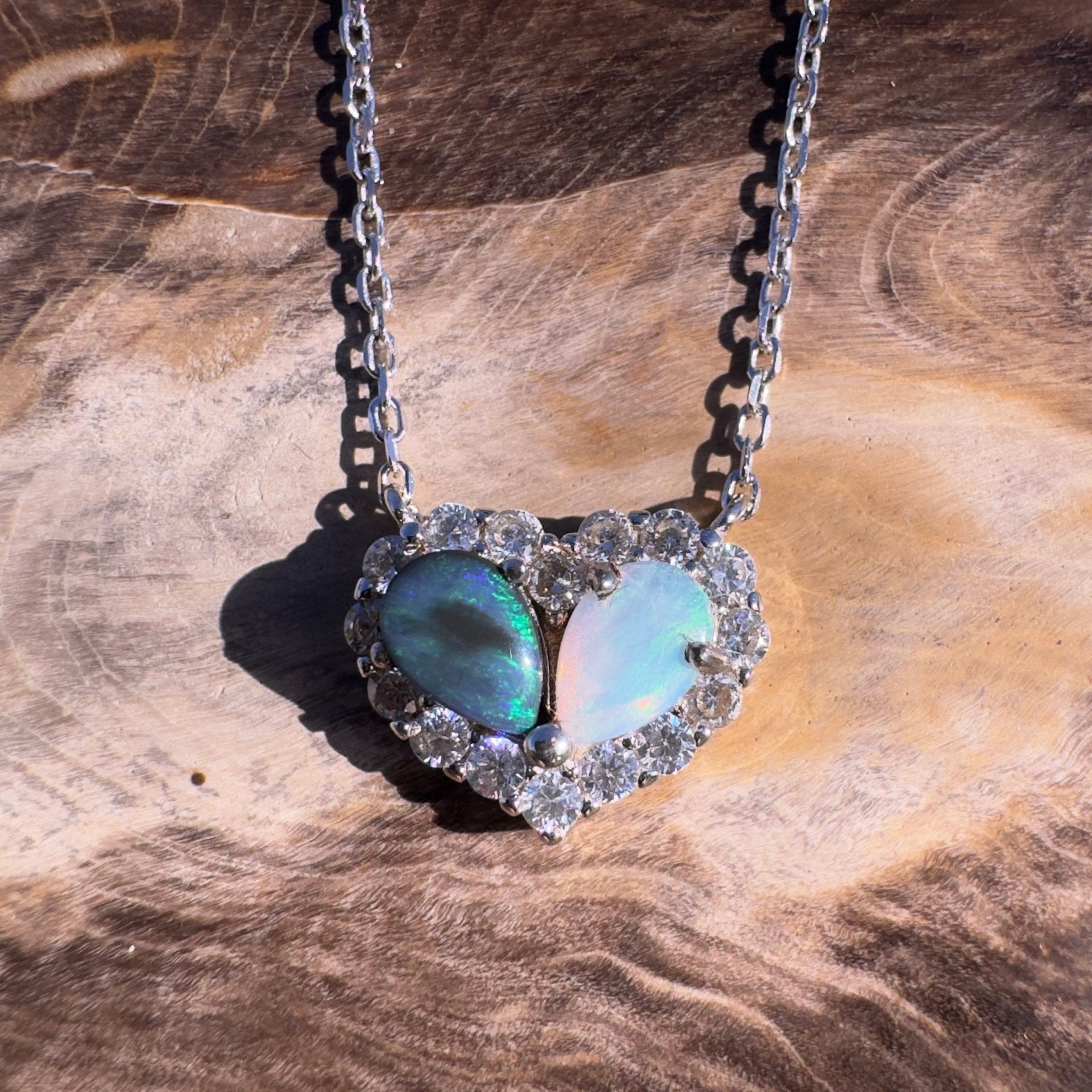 1ct Lightning Ridge Opal Pendant Necklace ~ 'Twilight Bay Heart' | 925 Sterling Silver | Solid Australian Opal