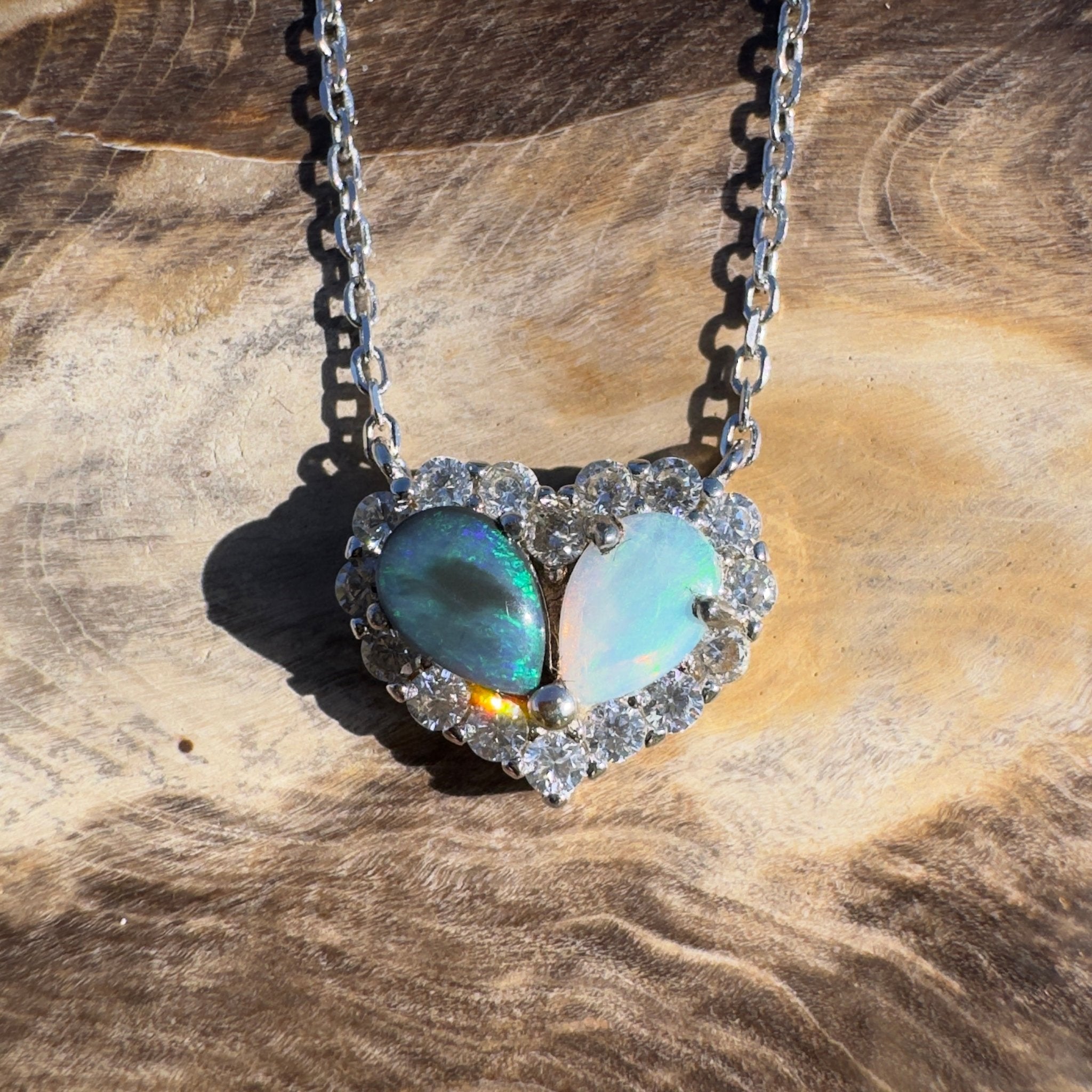 1ct Lightning Ridge Opal Pendant Necklace ~ 'Twilight Bay Heart' | 925 Sterling Silver | Solid Australian Opal